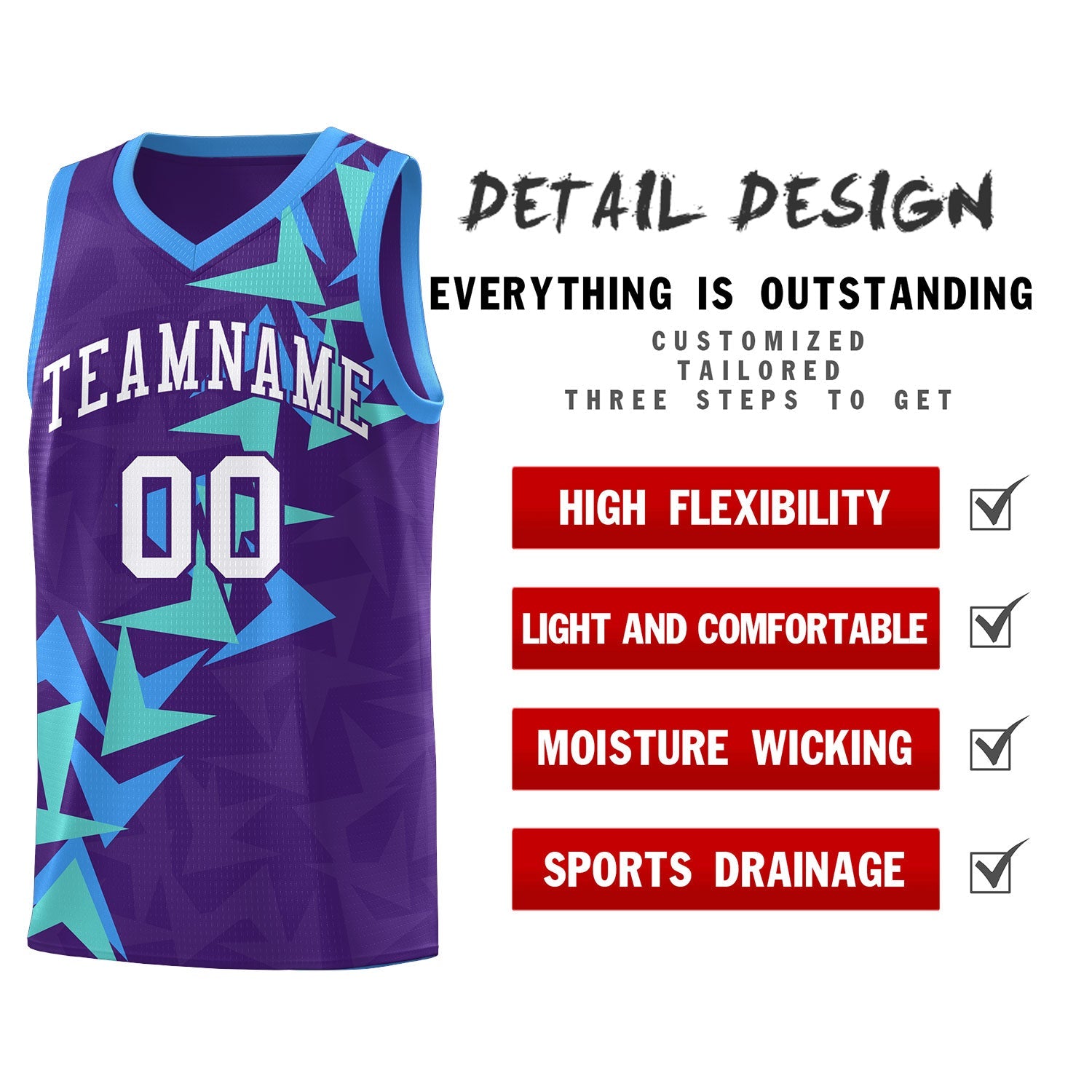 Custom Purple Boomerang Pattern Sets Basketball Jersey