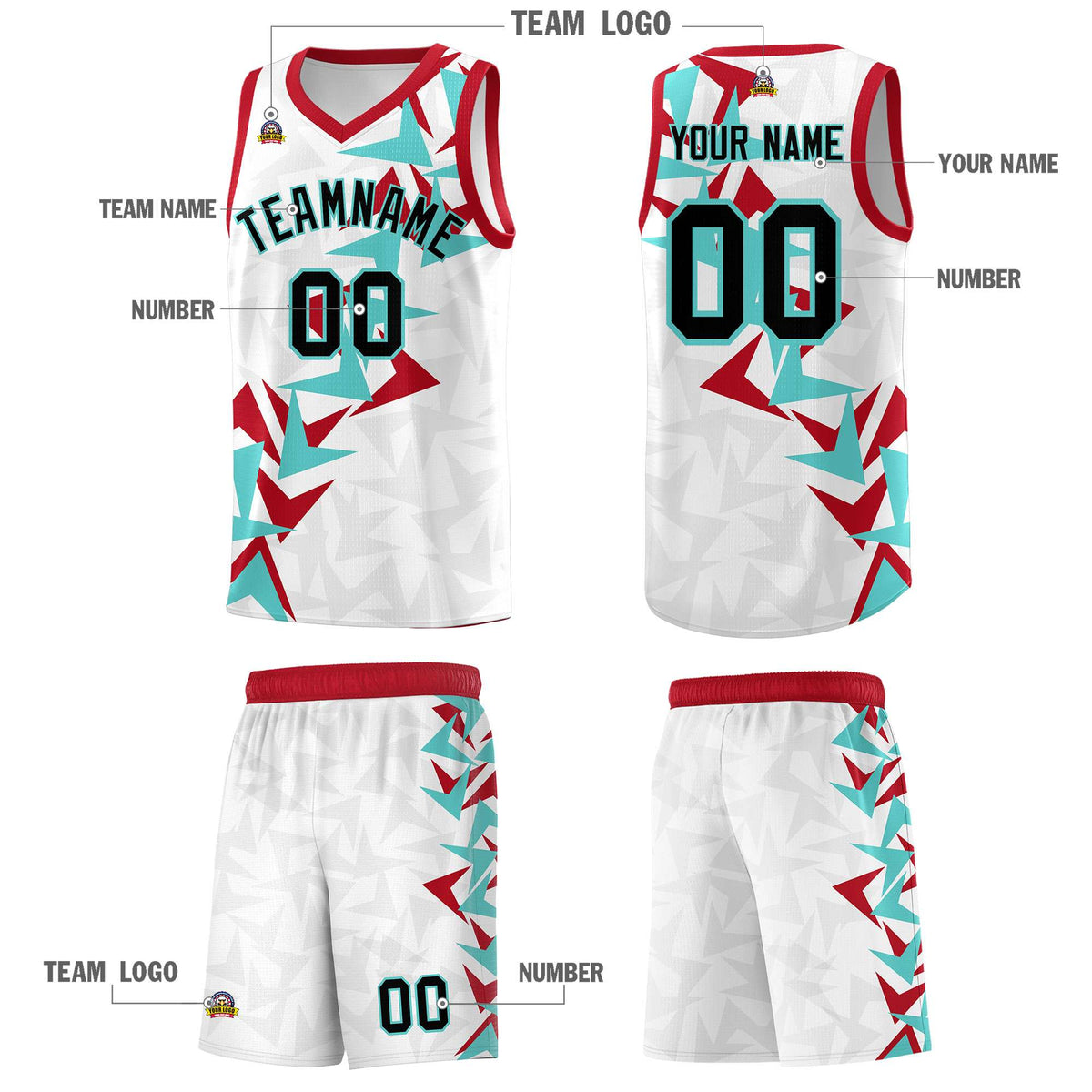 Custom White Boomerang Pattern Sets Basketball Jersey