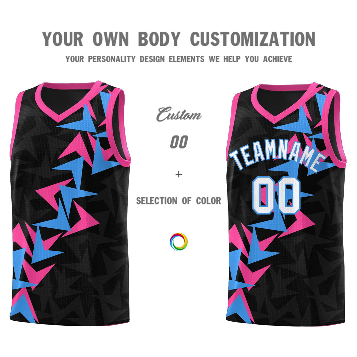 Custom Black Boomerang Pattern Sets Basketball Jersey