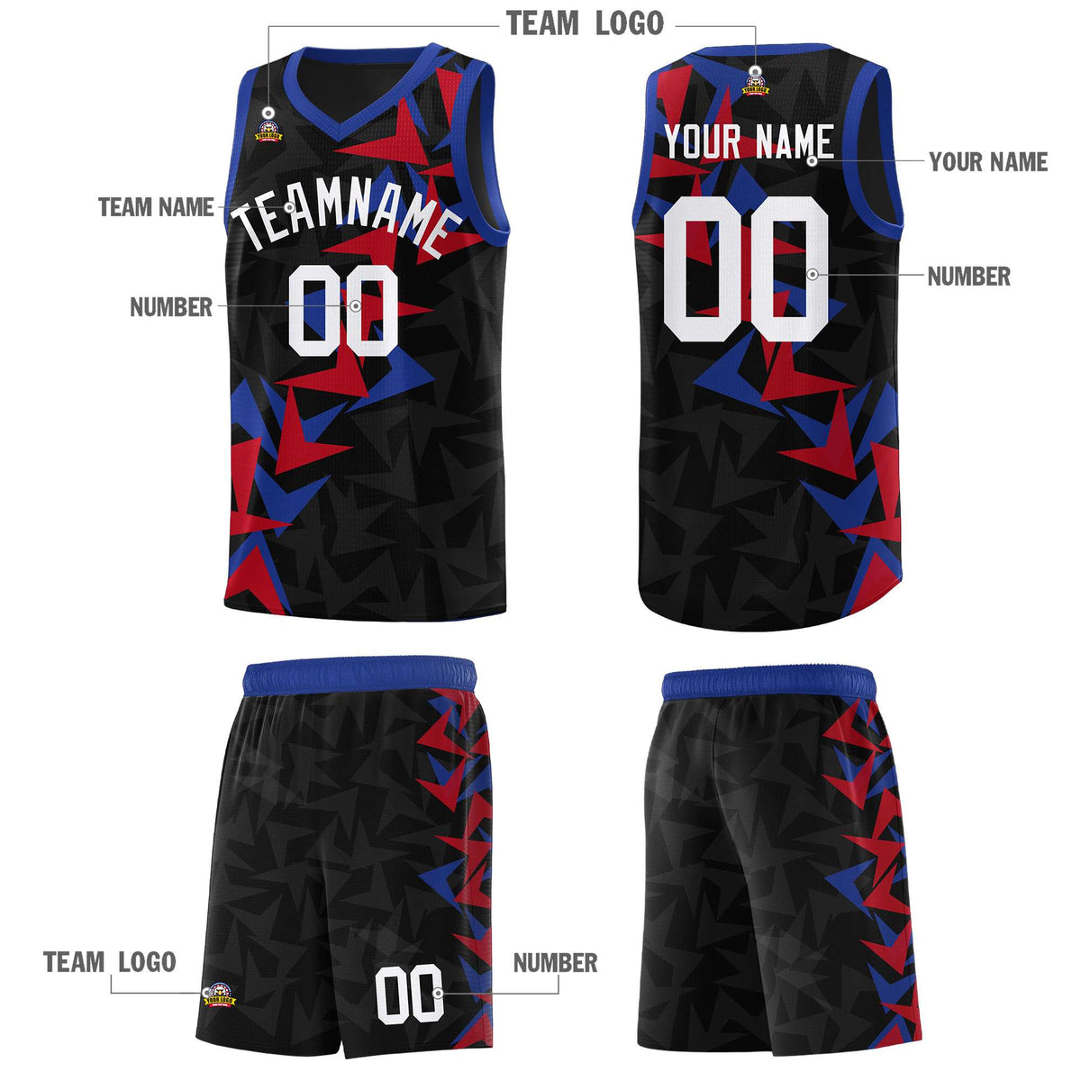 Custom Black Boomerang Pattern Sets Basketball Jersey