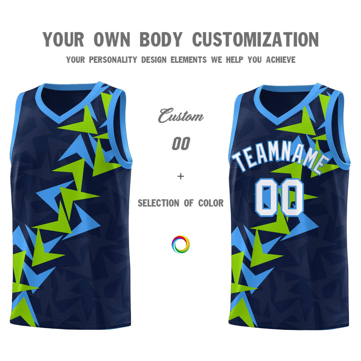 Custom Navy Boomerang Pattern Sets Basketball Jersey