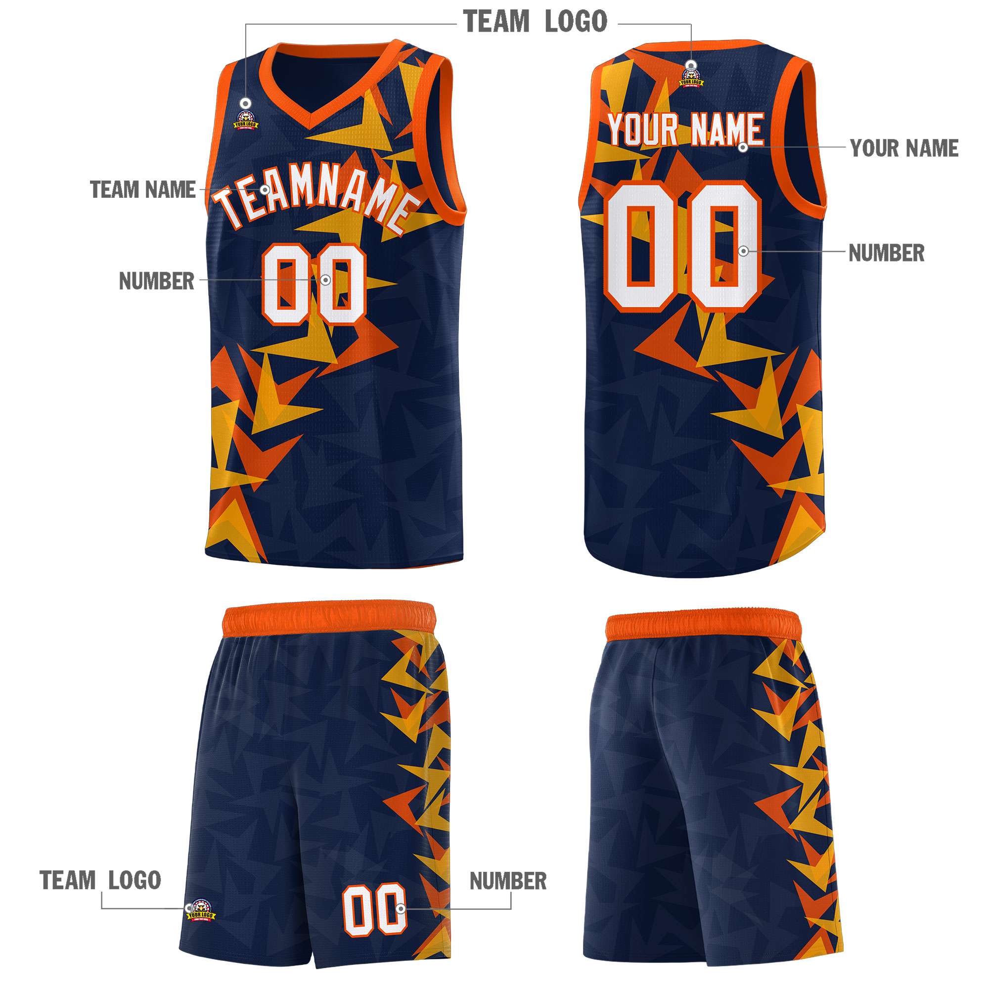 Custom Navy Boomerang Pattern Sets Basketball Jersey