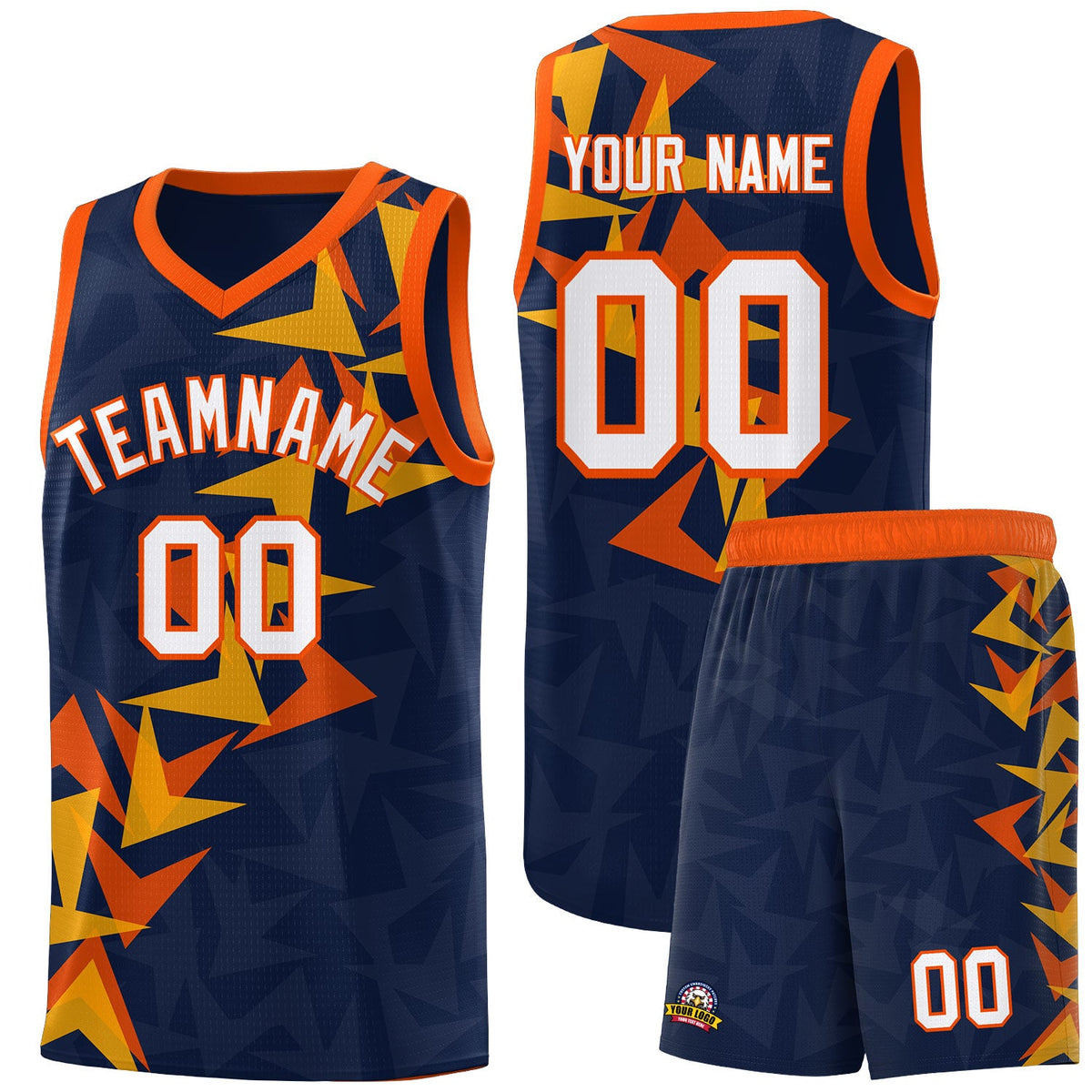 Custom Navy Boomerang Pattern Sets Basketball Jersey