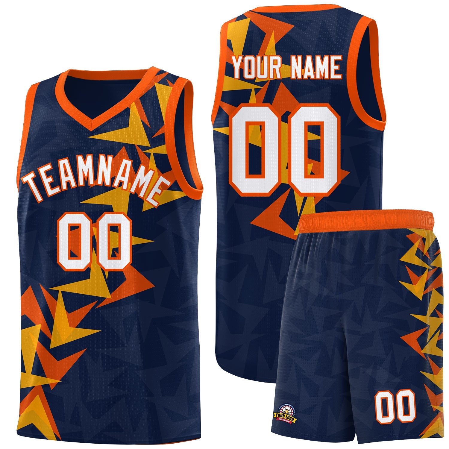 Custom Navy Boomerang Pattern Sets Basketball Jersey