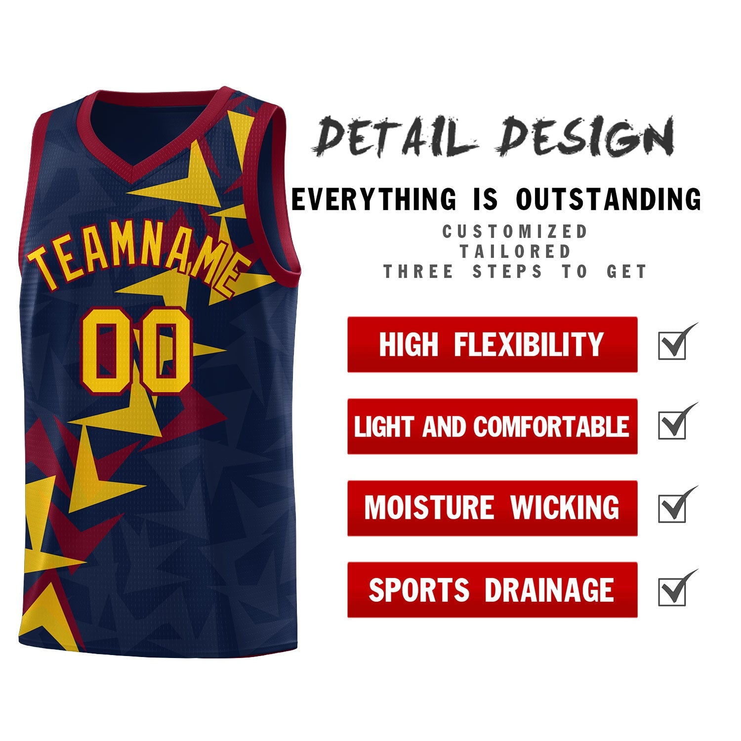 Custom Navy Boomerang Pattern Sets Basketball Jersey