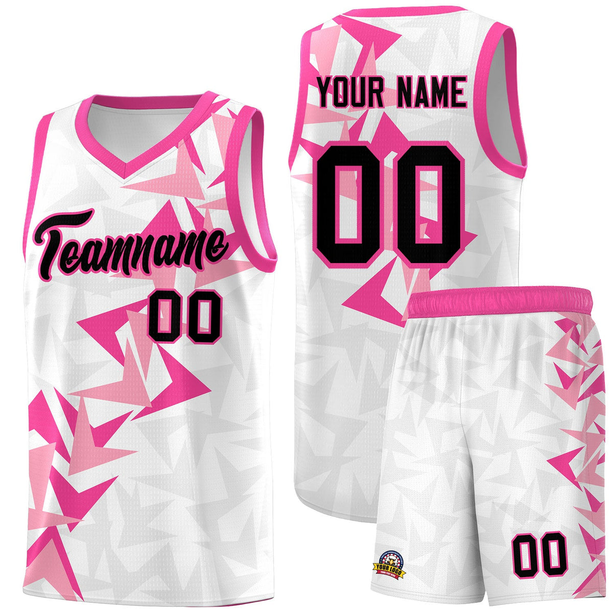 Custom White Boomerang Pattern Sets Basketball Jersey