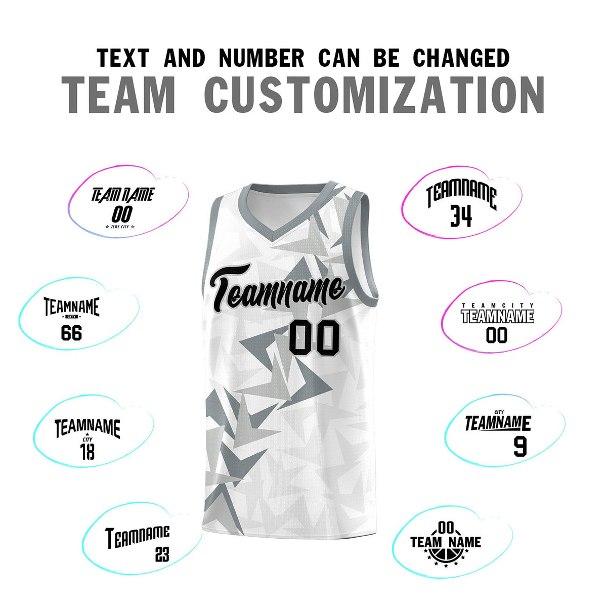 Custom White Boomerang Pattern Sets Basketball Jersey
