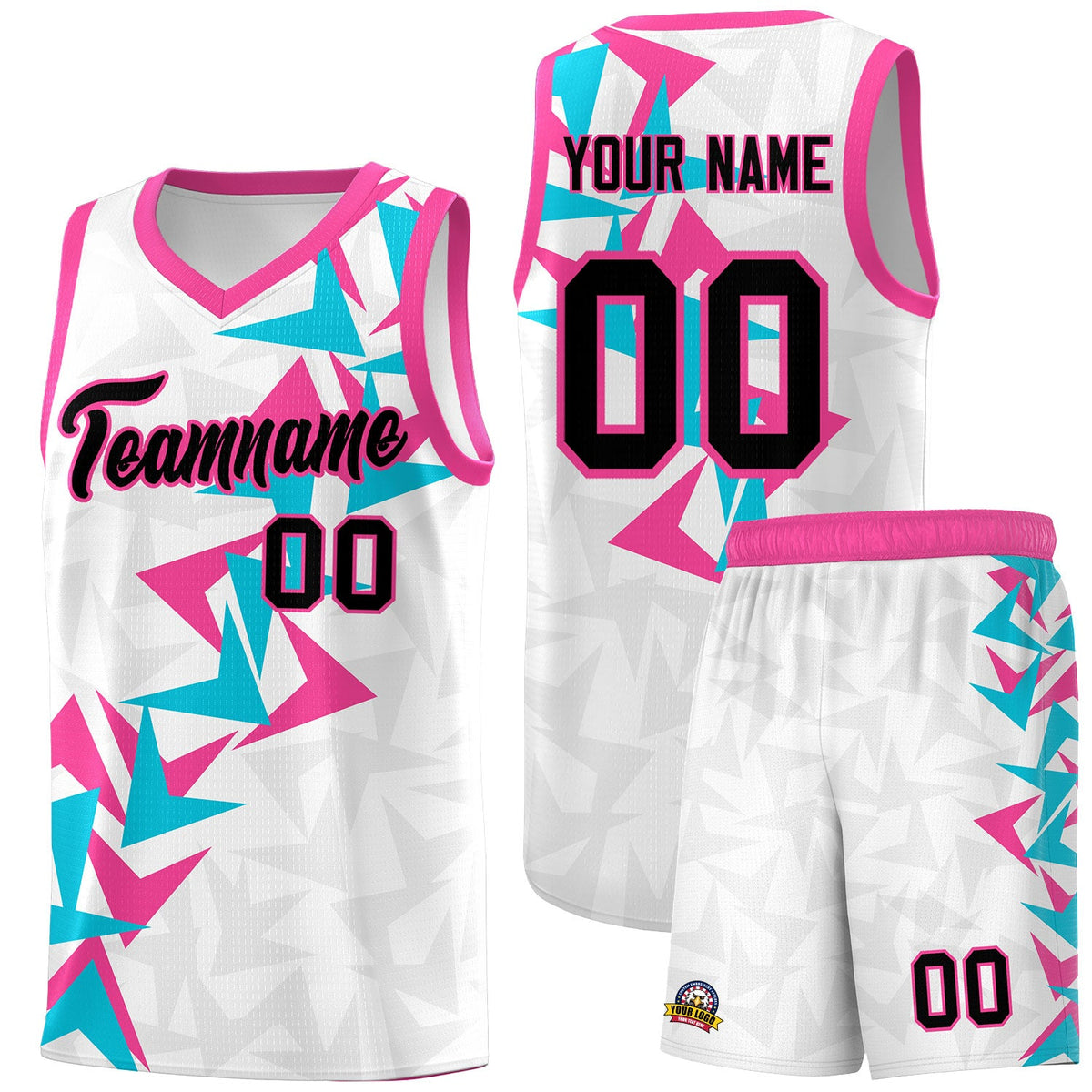 Custom White Boomerang Pattern Sets Basketball Jersey