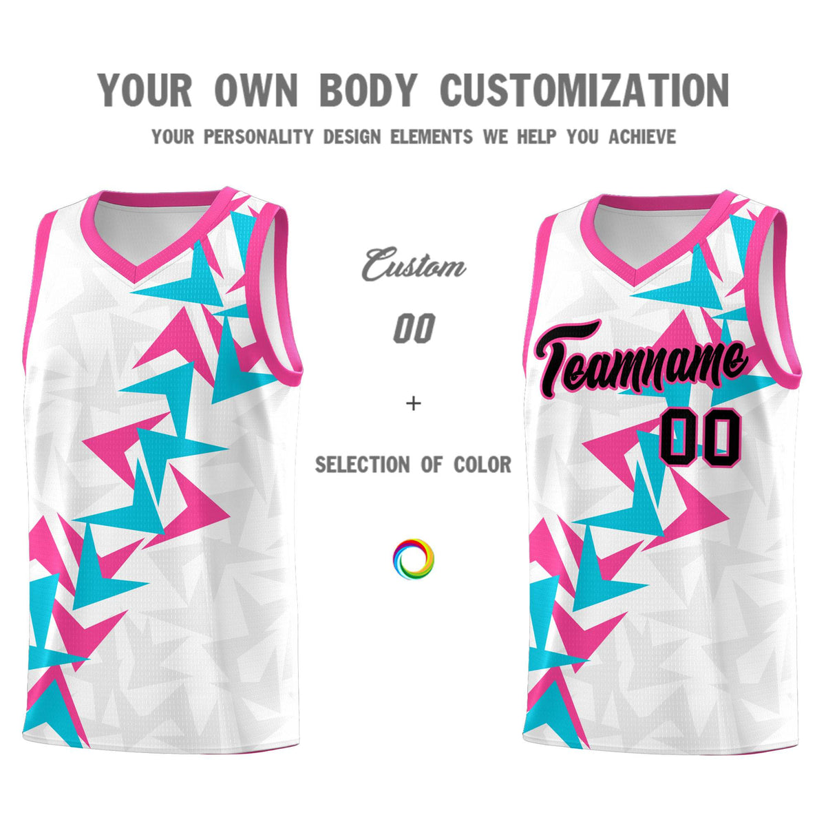 Custom White Boomerang Pattern Sets Basketball Jersey