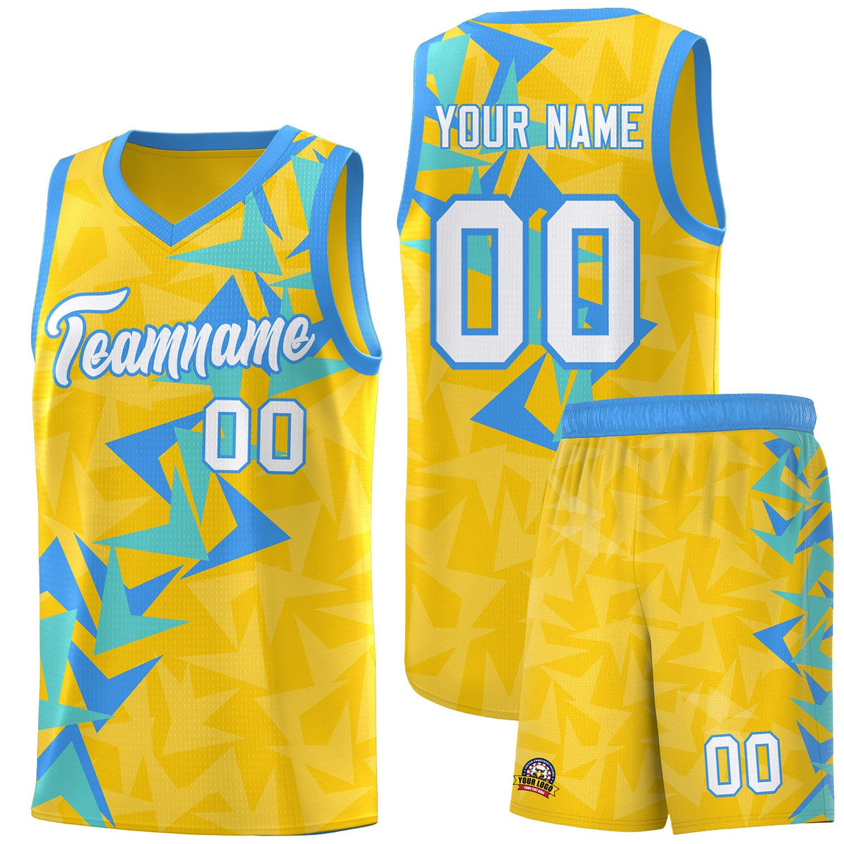 Custom Gold Boomerang Pattern Sets Basketball Jersey