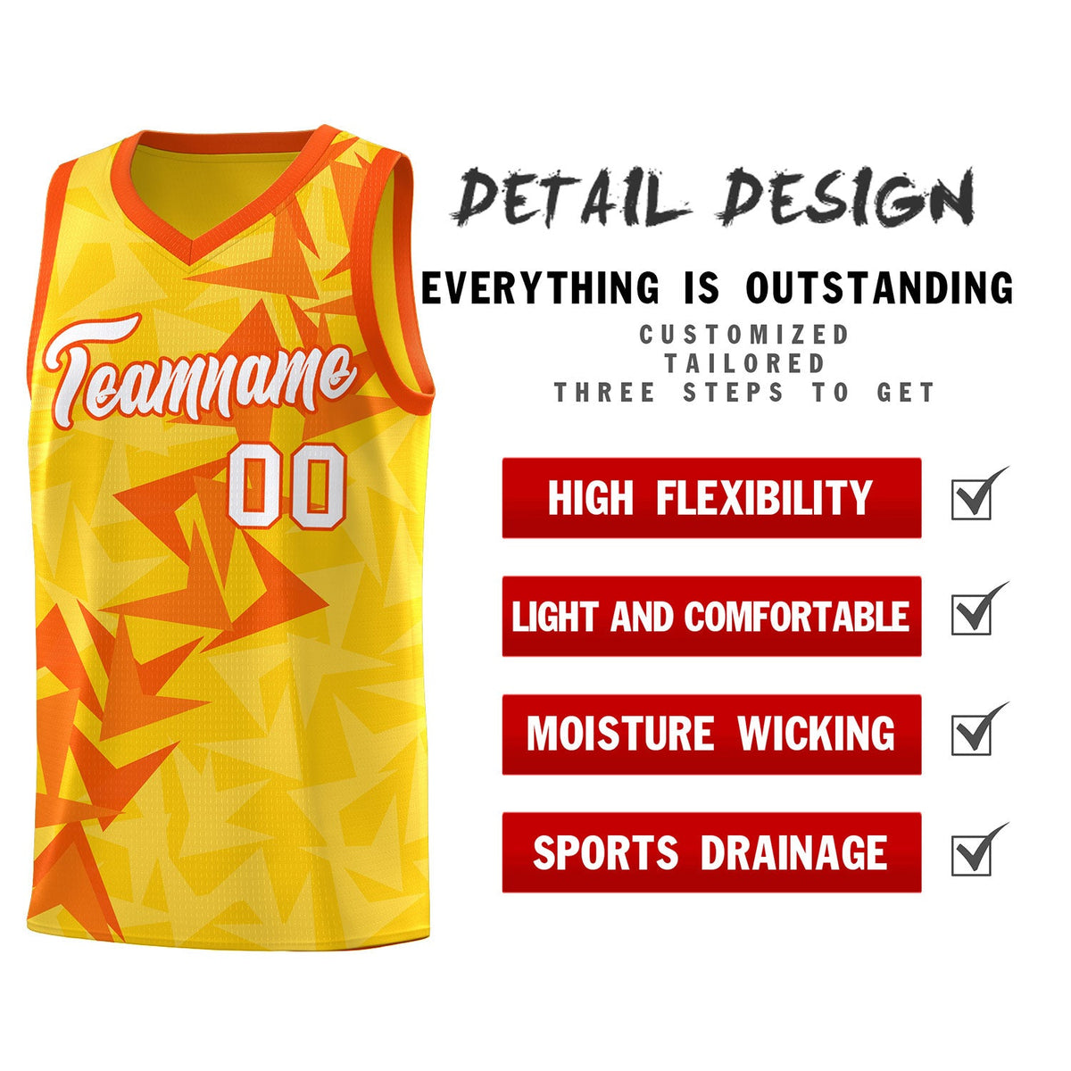 Custom Gold Boomerang Pattern Sets Basketball Jersey