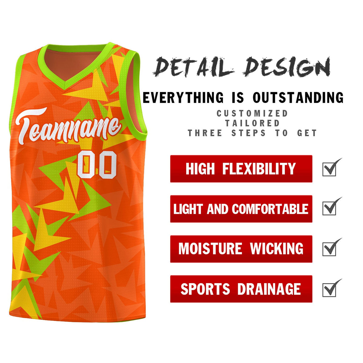 Custom Orange Boomerang Pattern Sets Basketball Jersey
