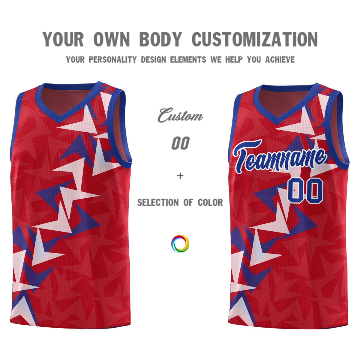 Custom Red Boomerang Pattern Sets Basketball Jersey