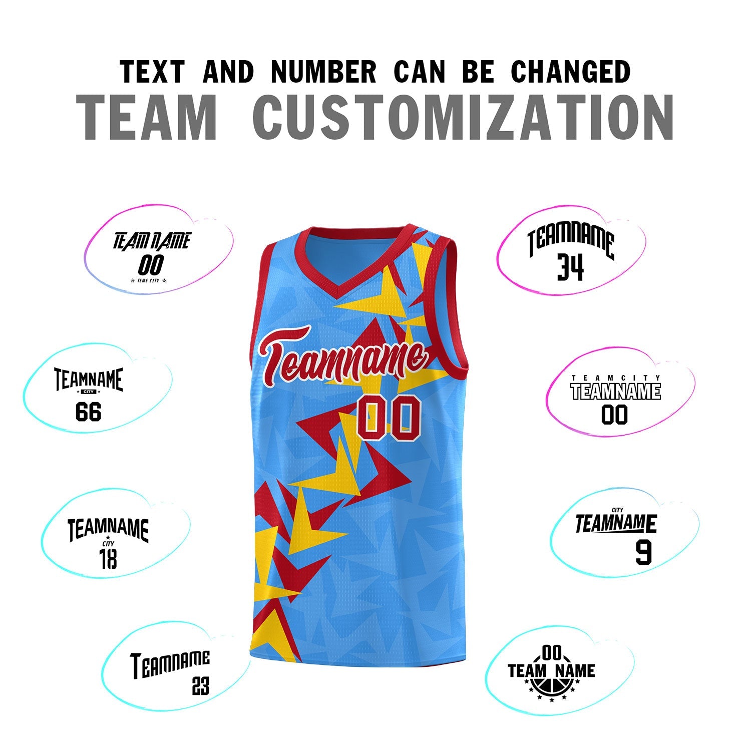 Custom Light Blue Boomerang Pattern Sets Basketball Jersey