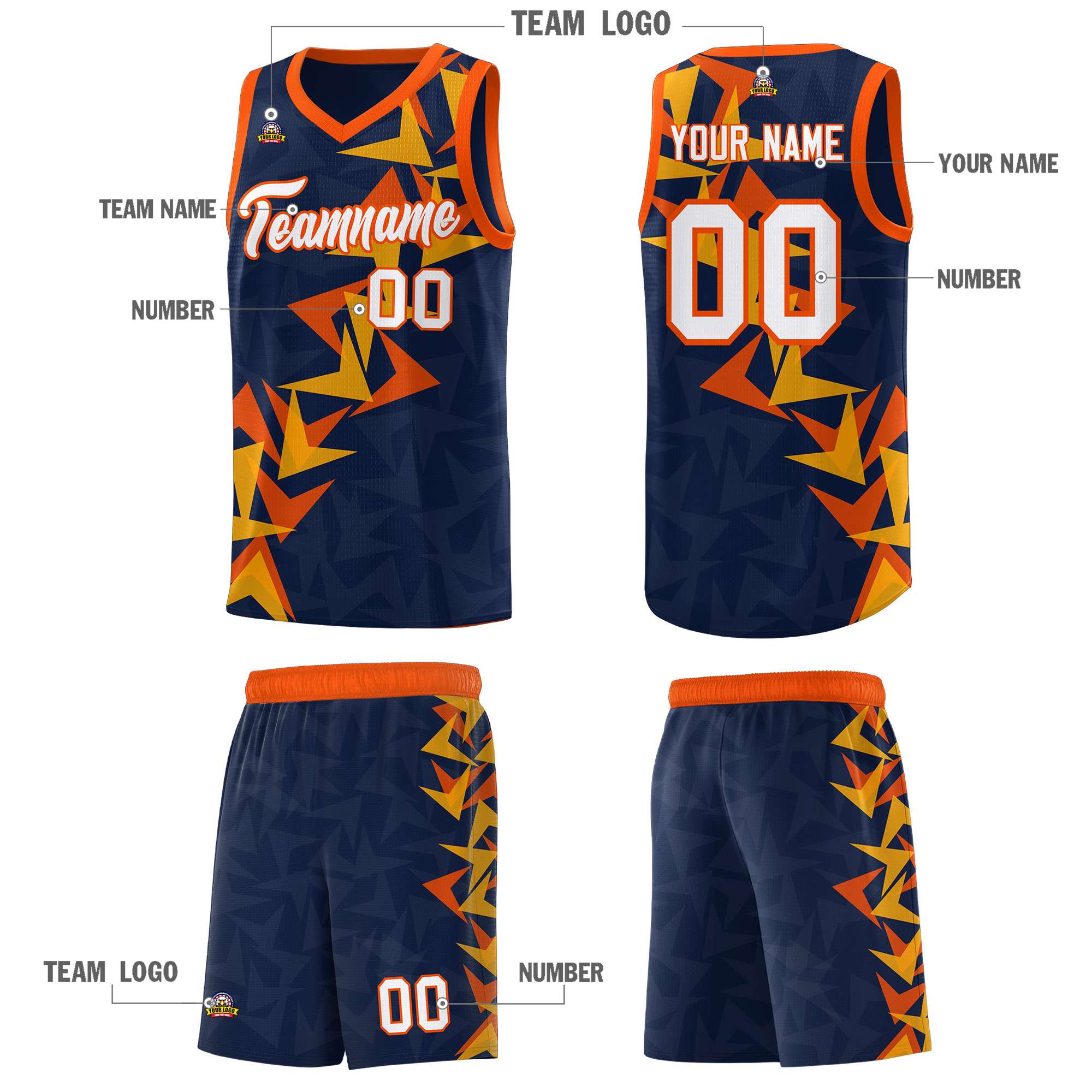 Custom Navy Boomerang Pattern Sets Basketball Jersey