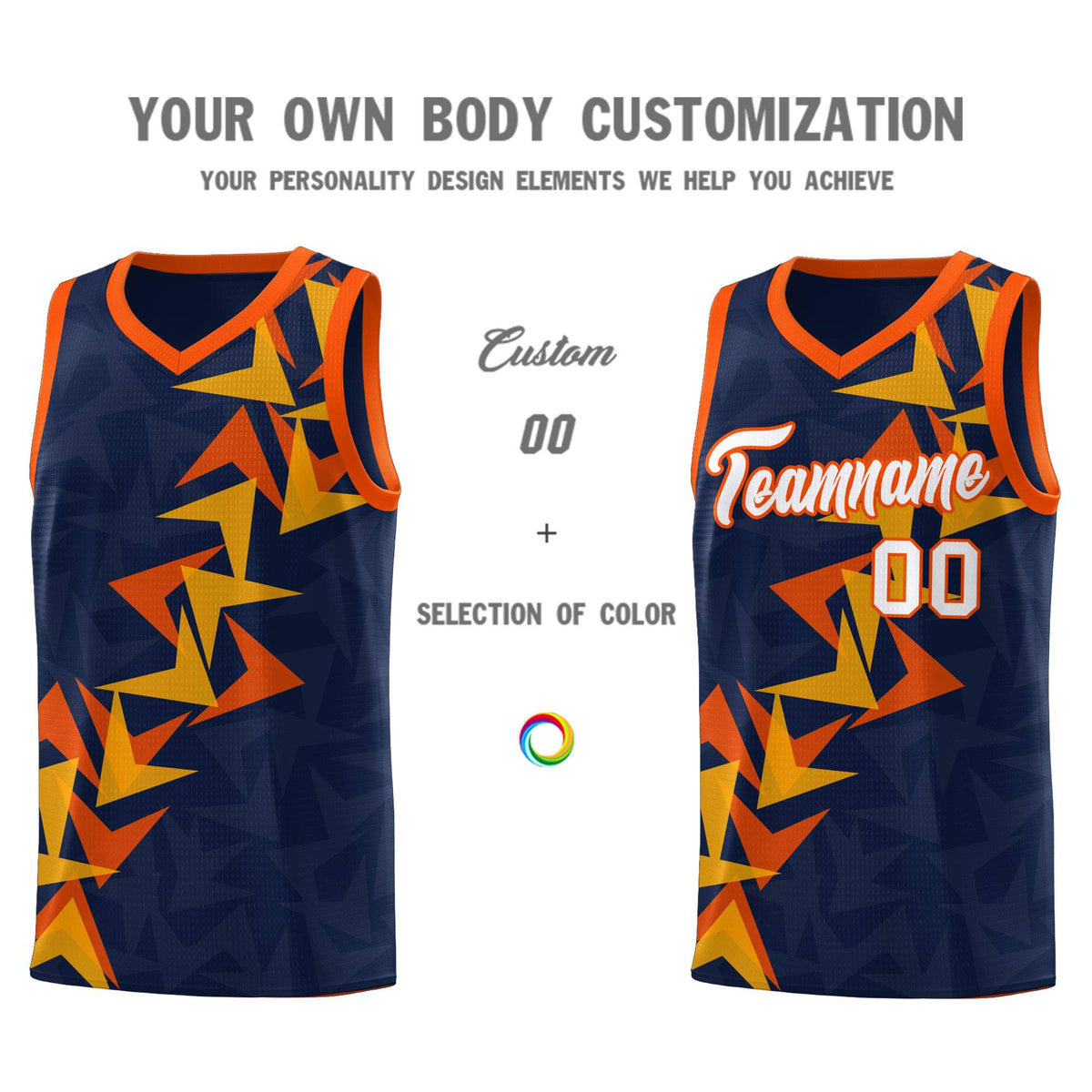 Custom Navy Boomerang Pattern Sets Basketball Jersey