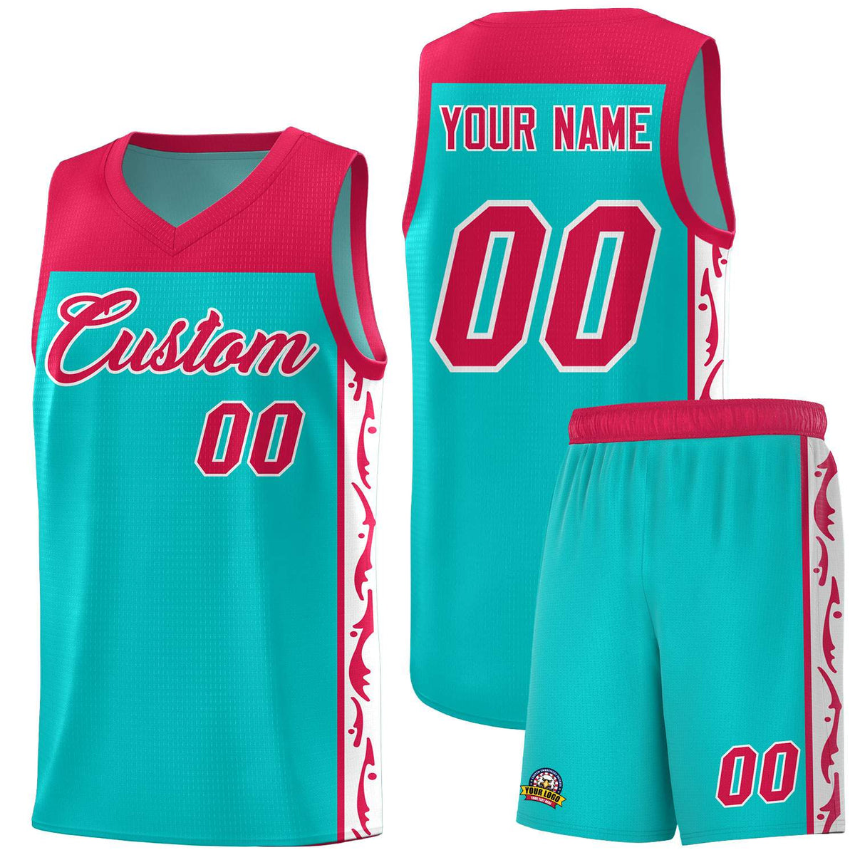 Custom Bright Green Side Pattern Sports Uniform Basketball Jersey