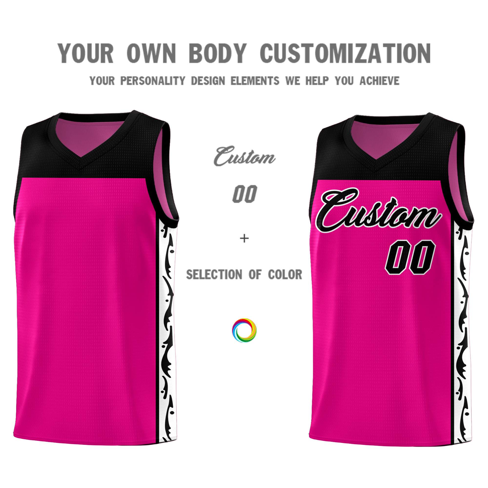 Custom Red Side Pattern Sports Uniform Basketball Jersey