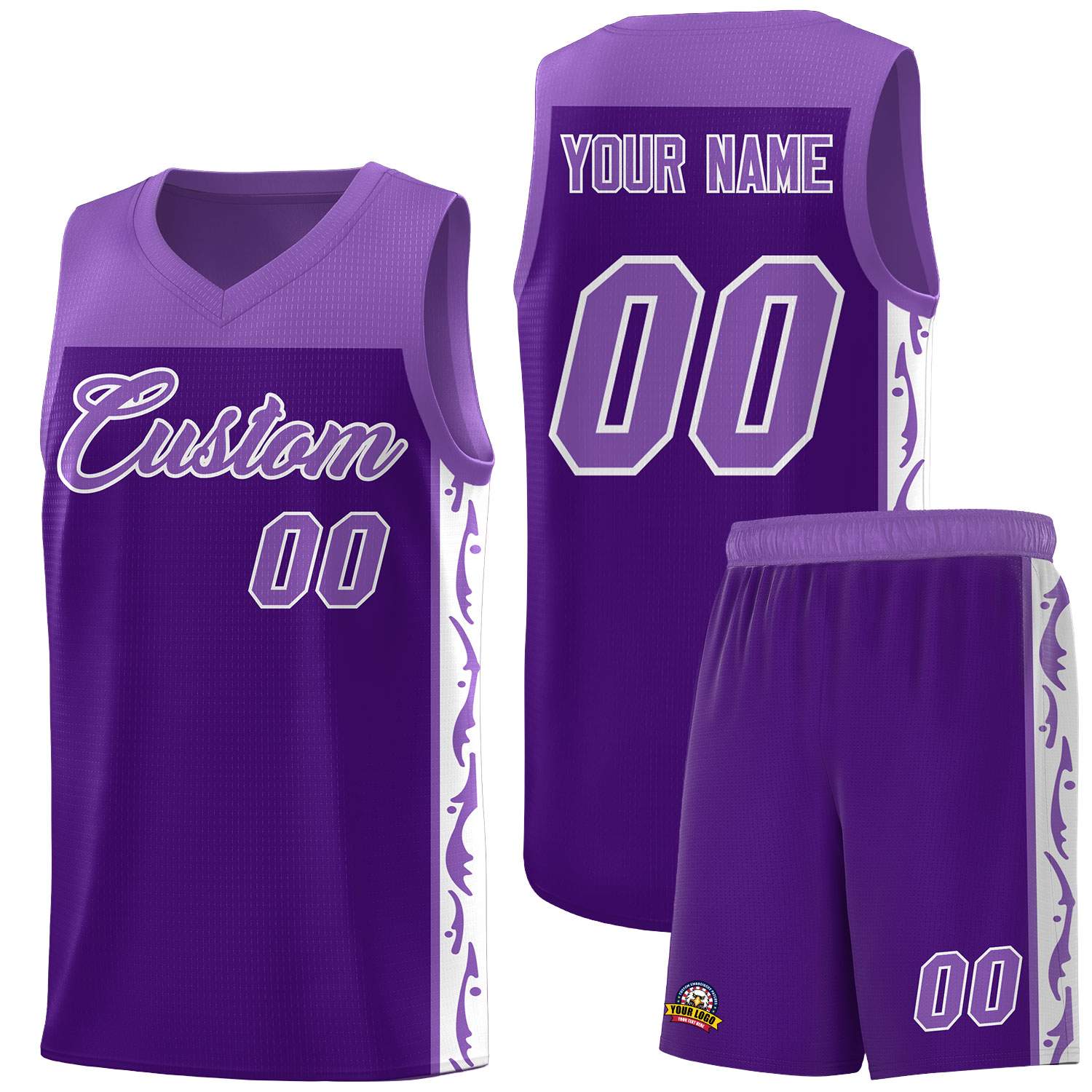 Custom Purple Side Pattern Sports Uniform Basketball Jersey