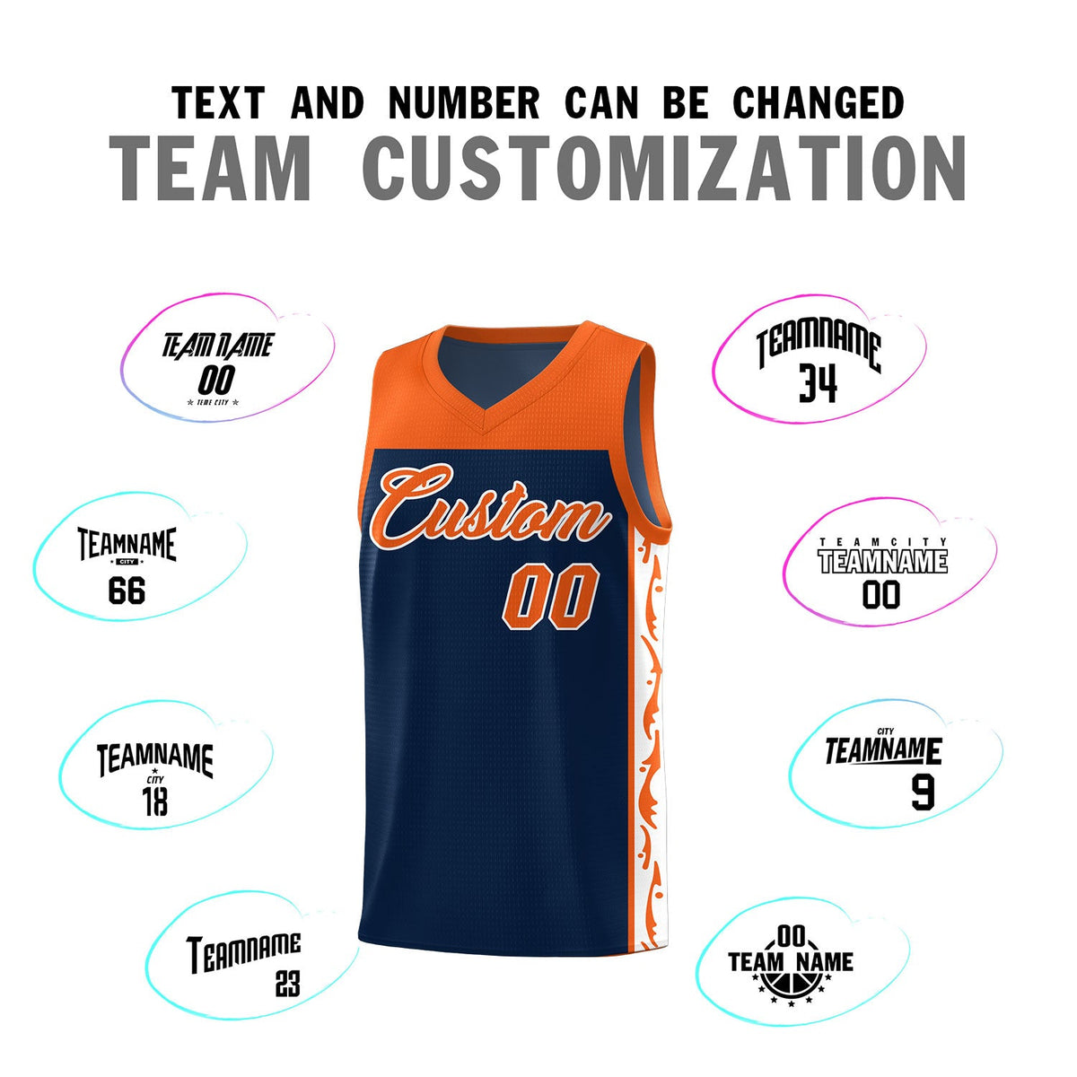 Custom Navy Side Pattern Sports Uniform Basketball Jersey