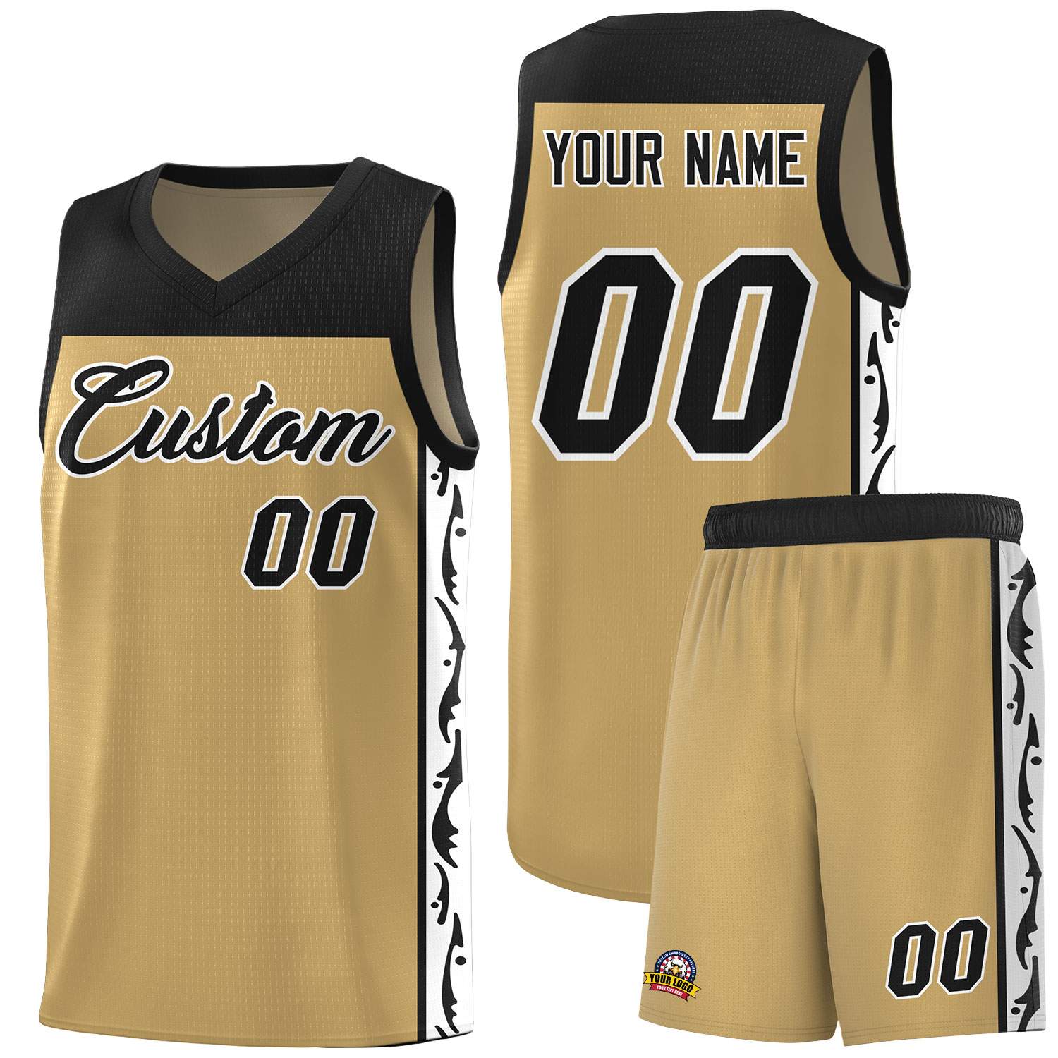 Custom Light Brown Side Pattern Sports Uniform Basketball Jersey