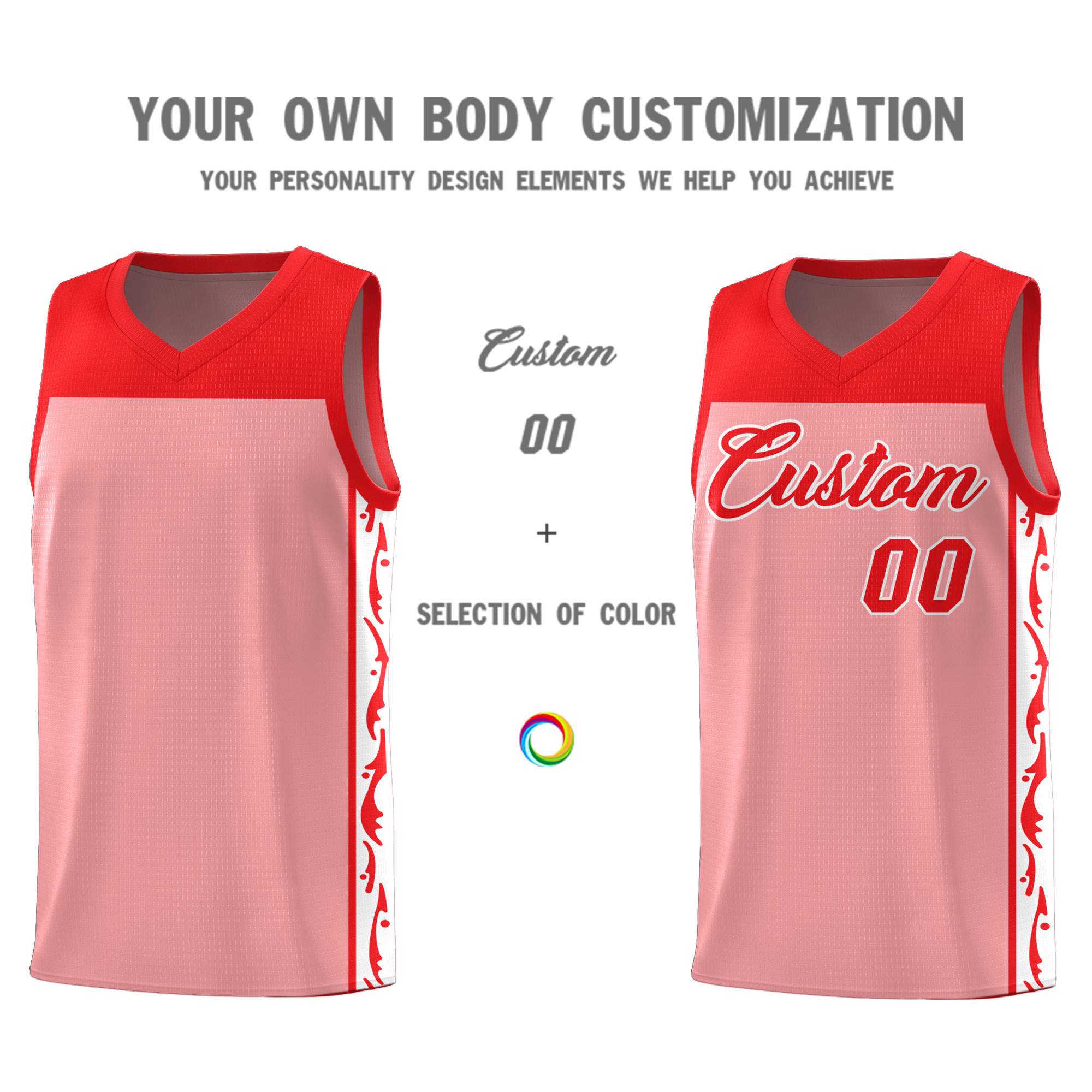 Custom Pink Side Pattern Sports Uniform Basketball Jersey