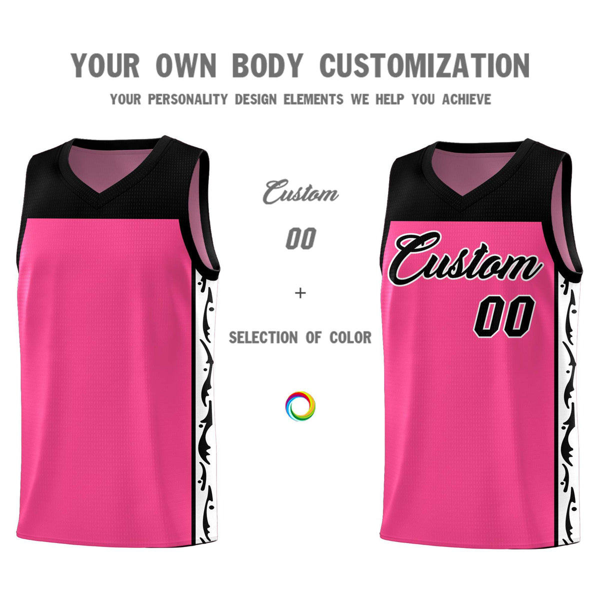 Custom Pink Side Pattern Sports Uniform Basketball Jersey