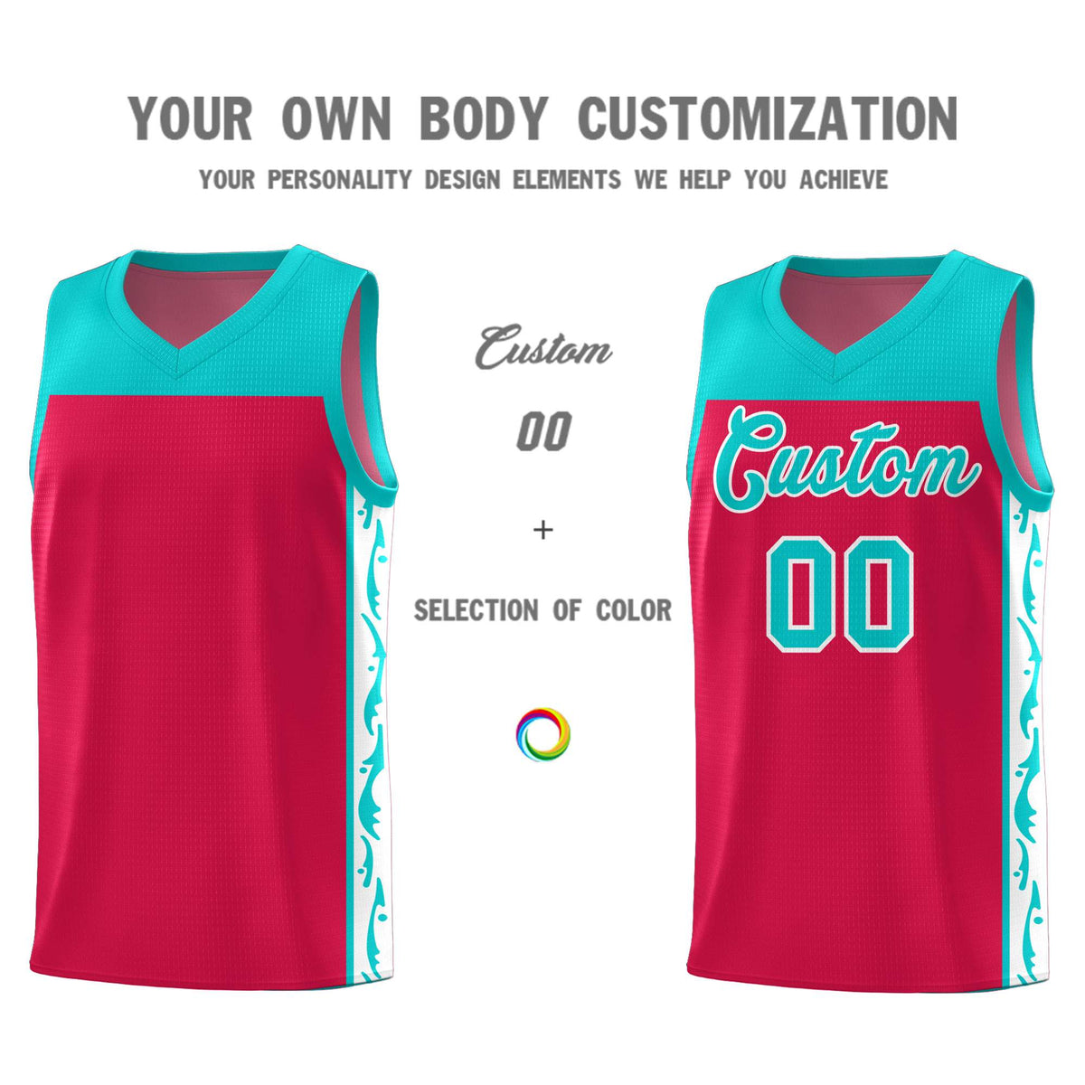 Custom Red Side Pattern Sports Uniform Basketball Jersey