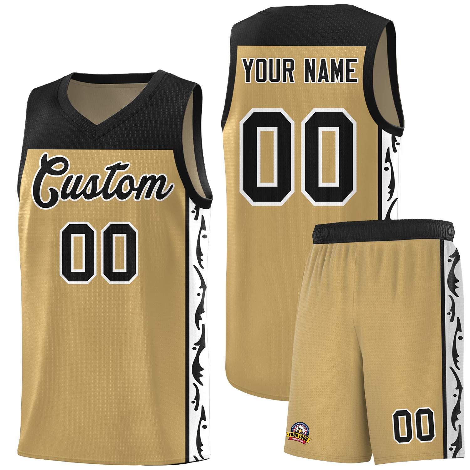 Custom Light Brown Side Pattern Sports Uniform Basketball Jersey
