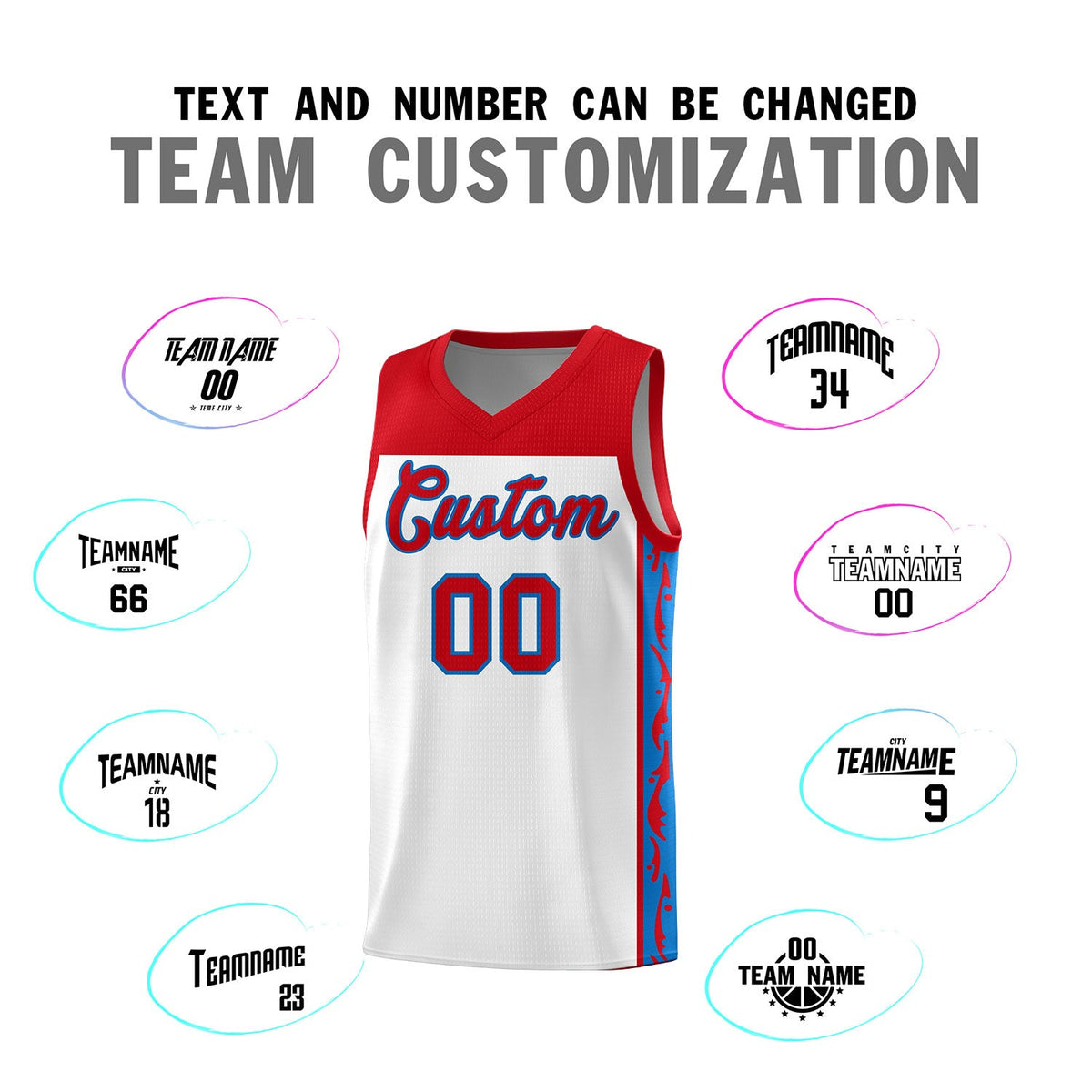 Custom White Side Pattern Sports Uniform Basketball Jersey