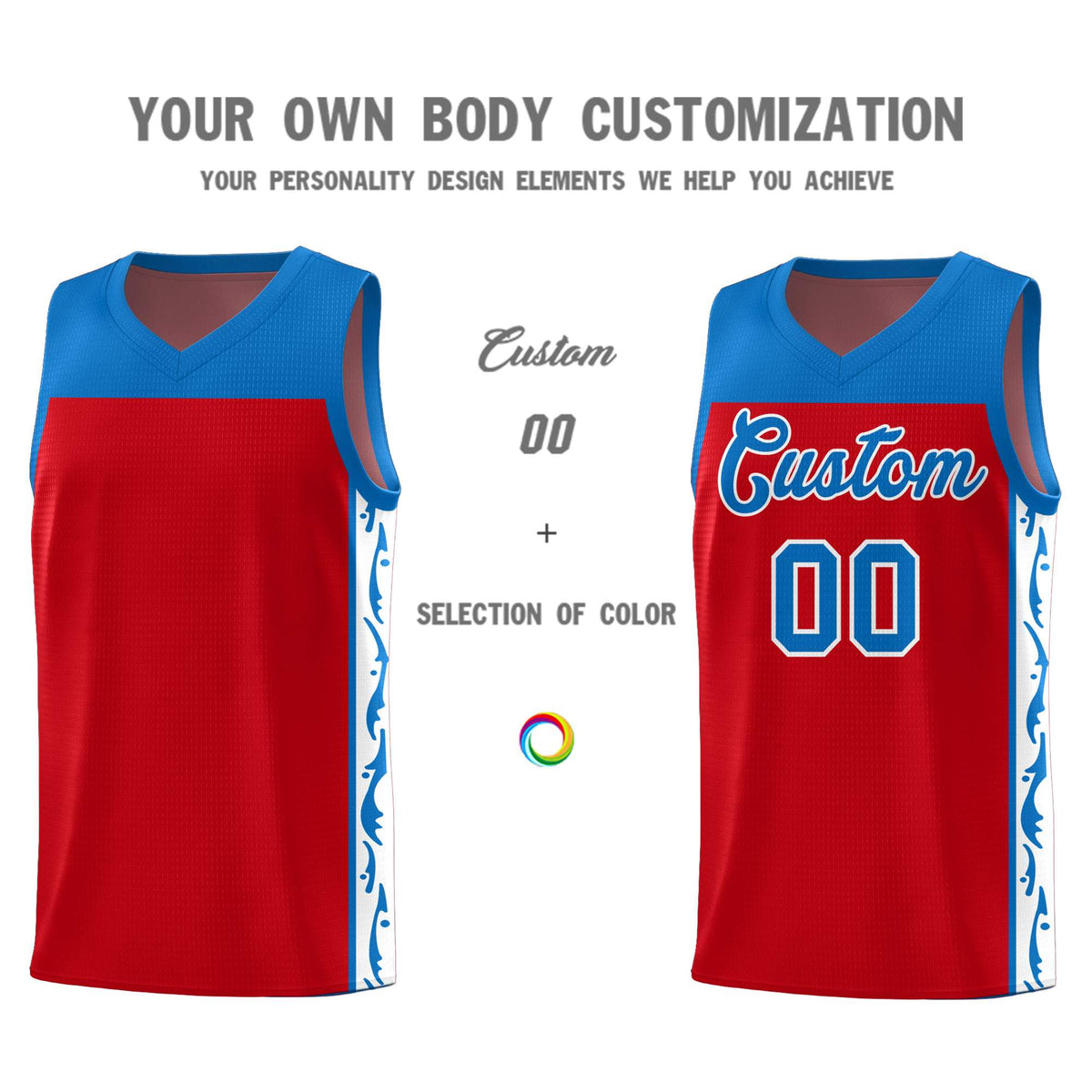 Custom Red Side Pattern Sports Uniform Basketball Jersey