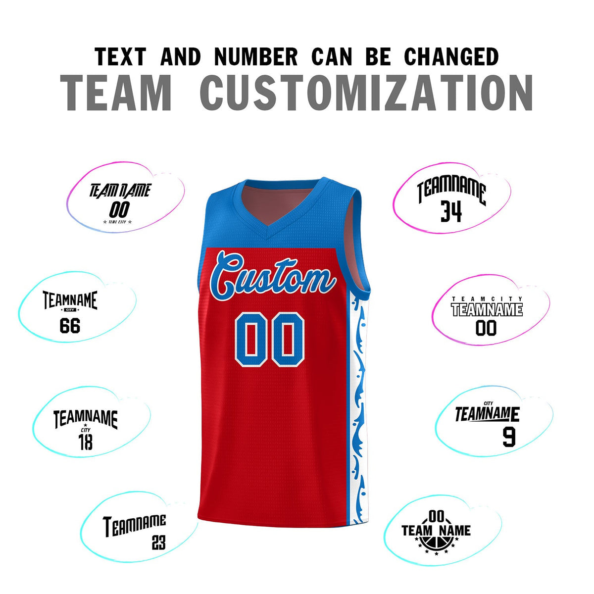 Custom Red Side Pattern Sports Uniform Basketball Jersey