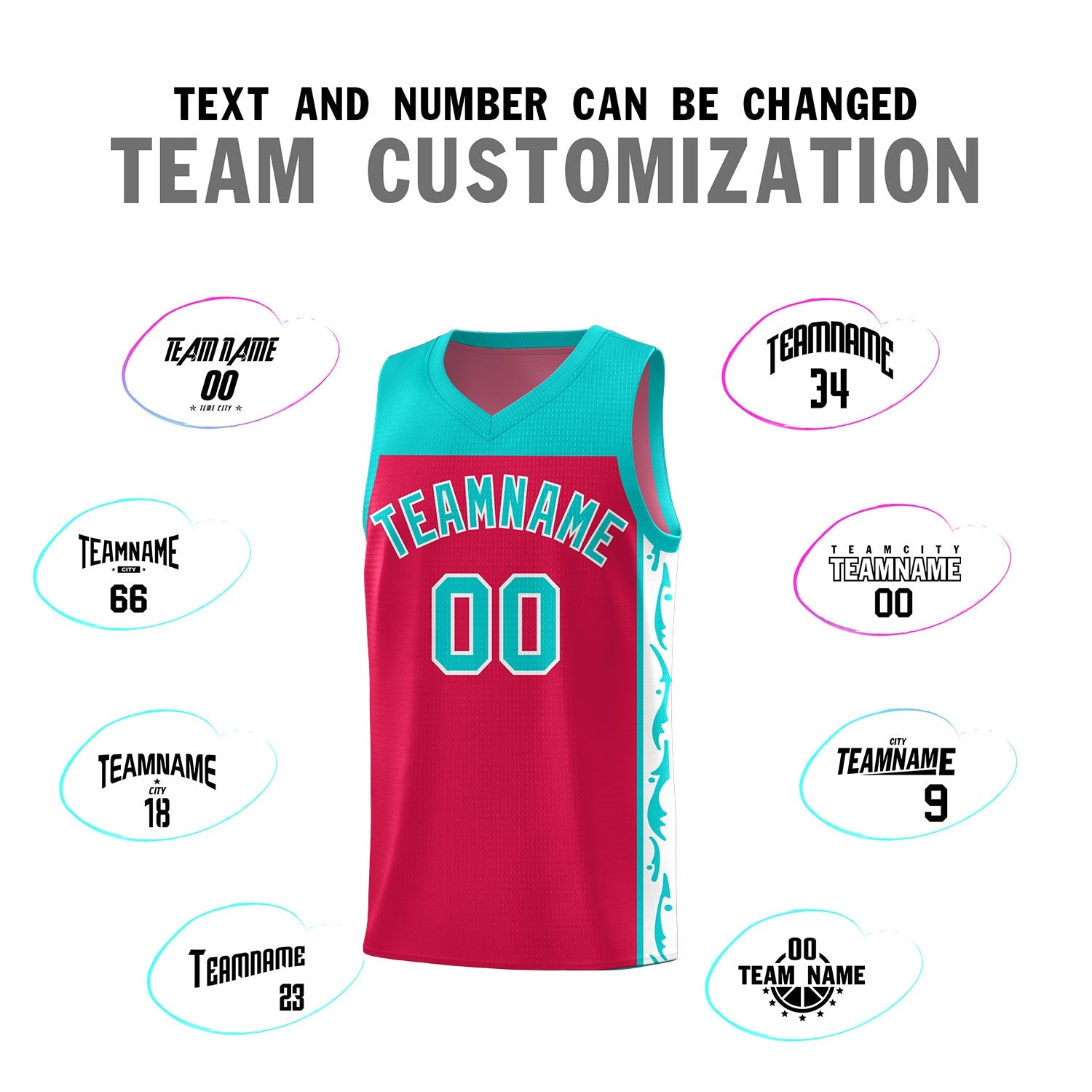 Custom Red Side Pattern Sports Uniform Basketball Jersey