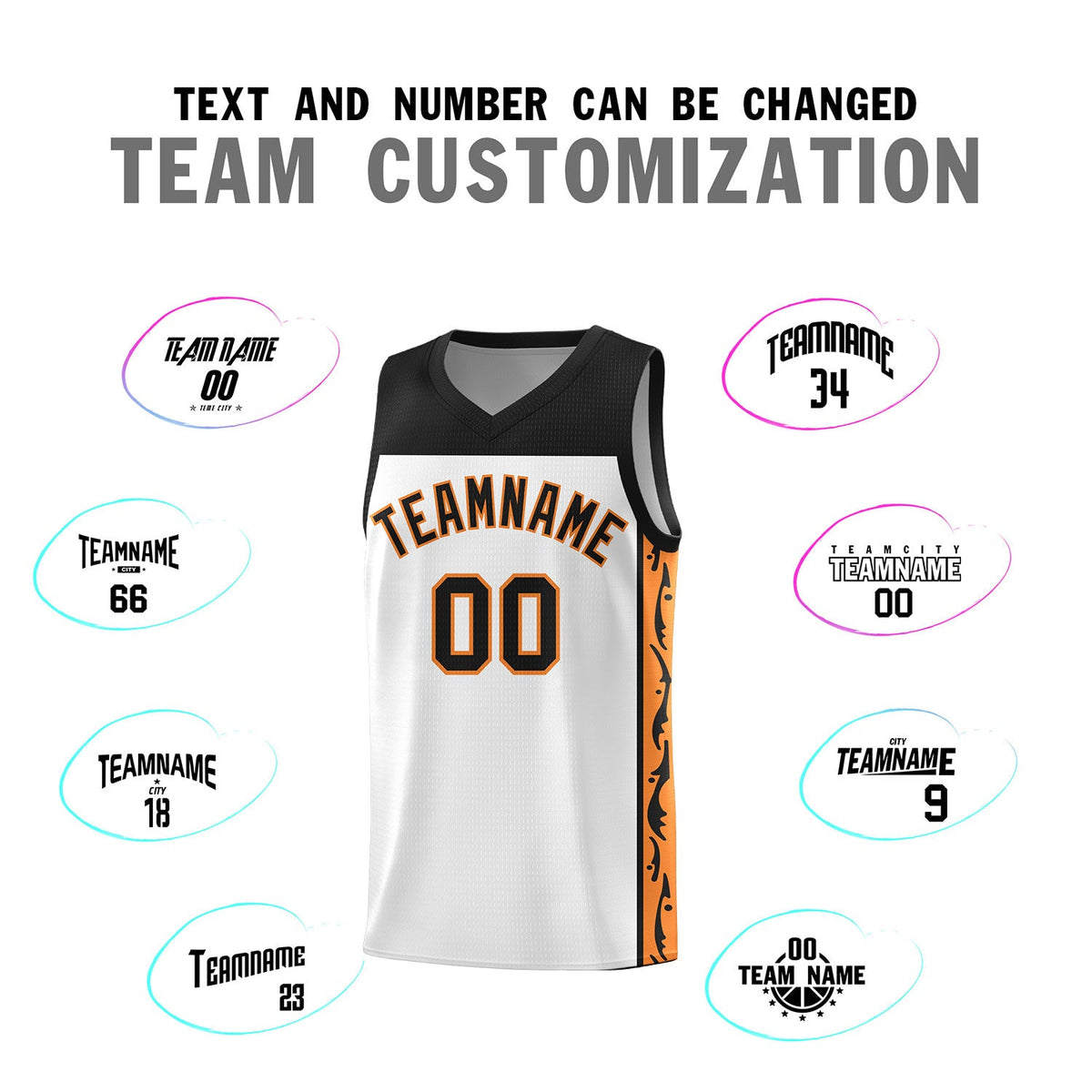 Custom White Side Pattern Sports Uniform Basketball Jersey