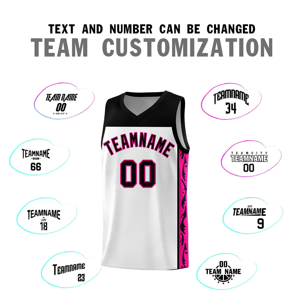 Custom White Side Pattern Sports Uniform Basketball Jersey