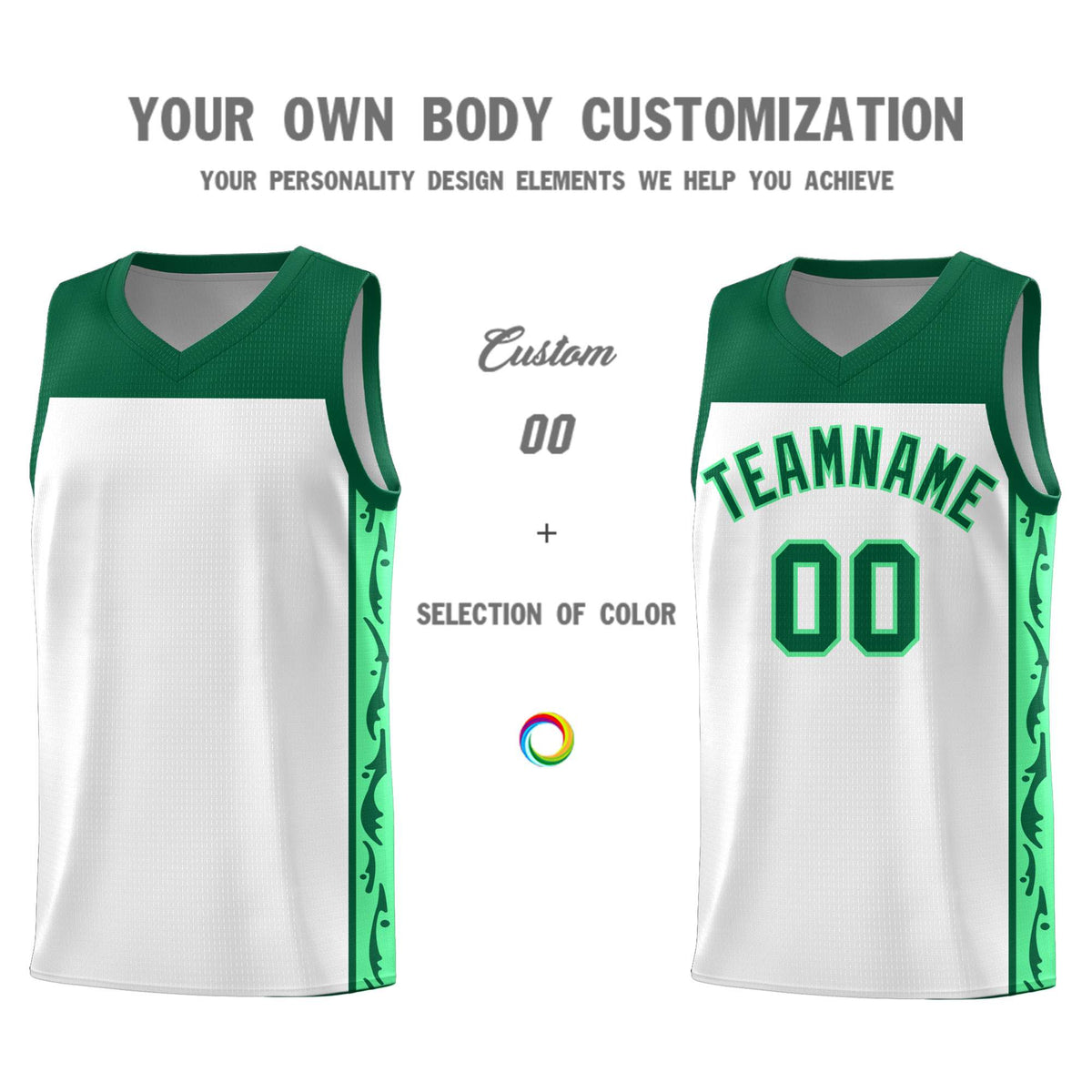 Custom White Side Pattern Sports Uniform Basketball Jersey