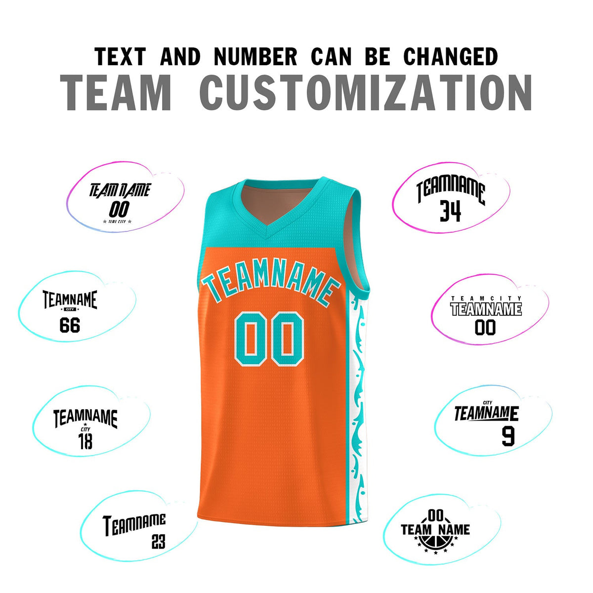 Custom Orange Side Pattern Sports Uniform Basketball Jersey