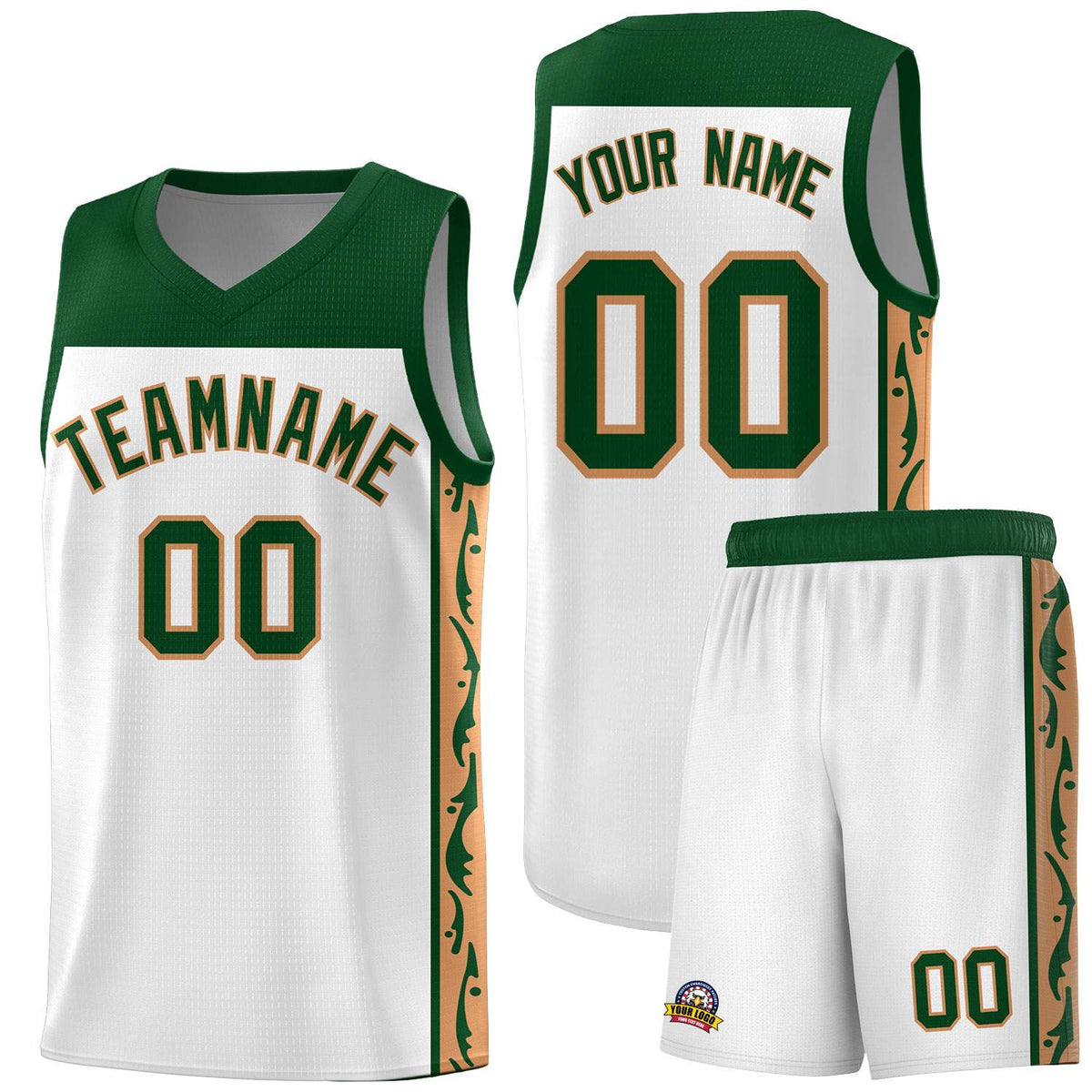 Custom White Side Pattern Sports Uniform Basketball Jersey