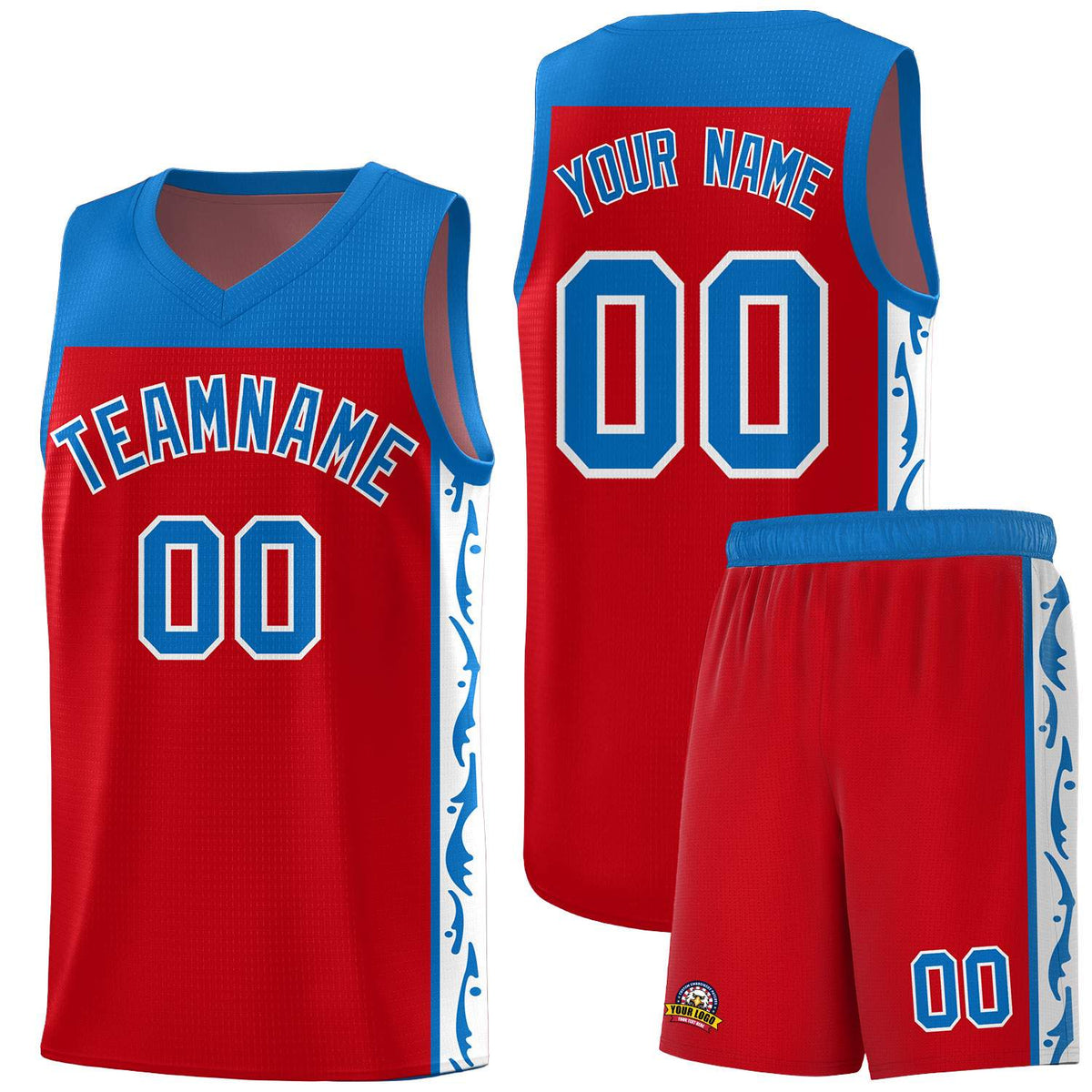 Custom Red Side Pattern Sports Uniform Basketball Jersey