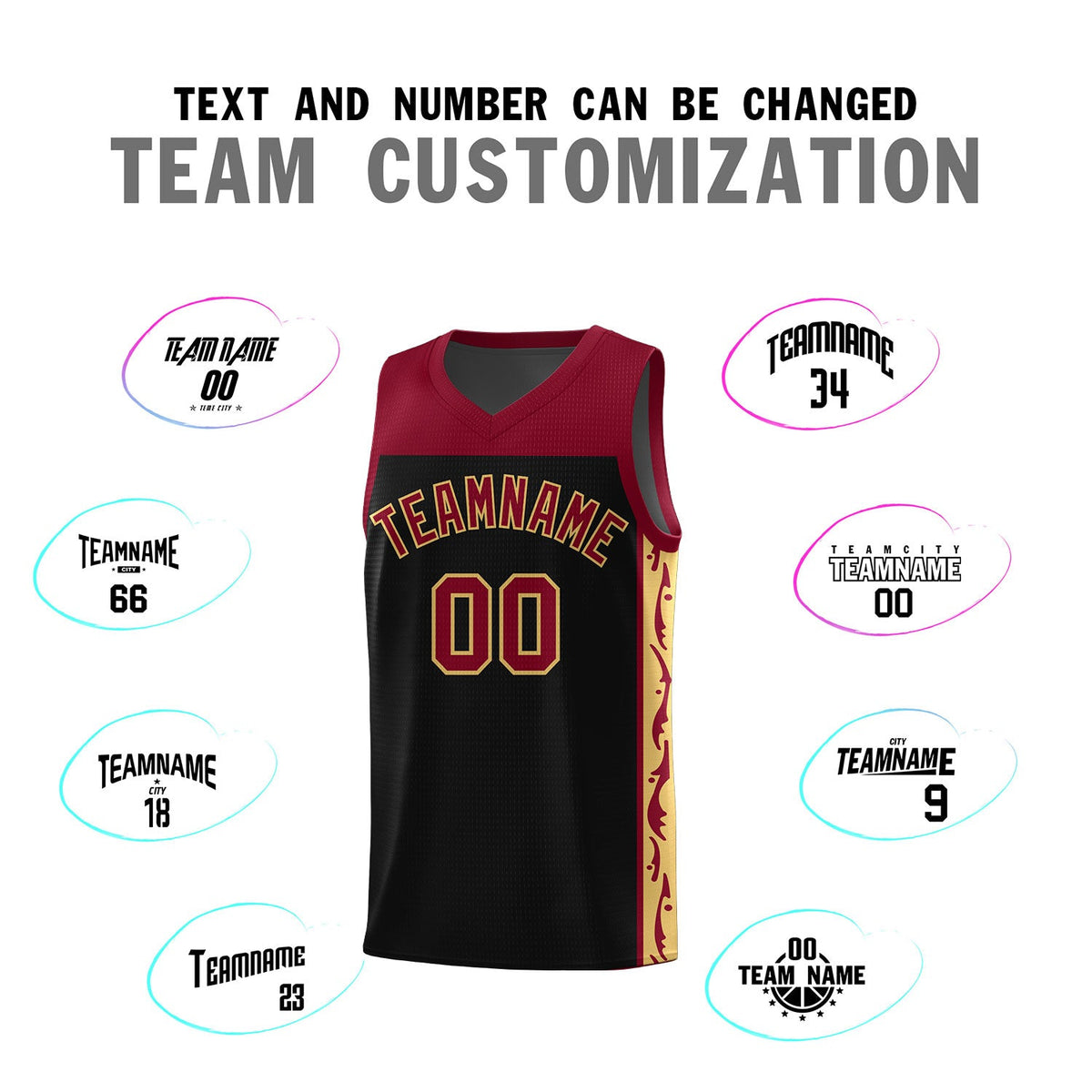 Custom Black Side Pattern Sports Uniform Basketball Jersey