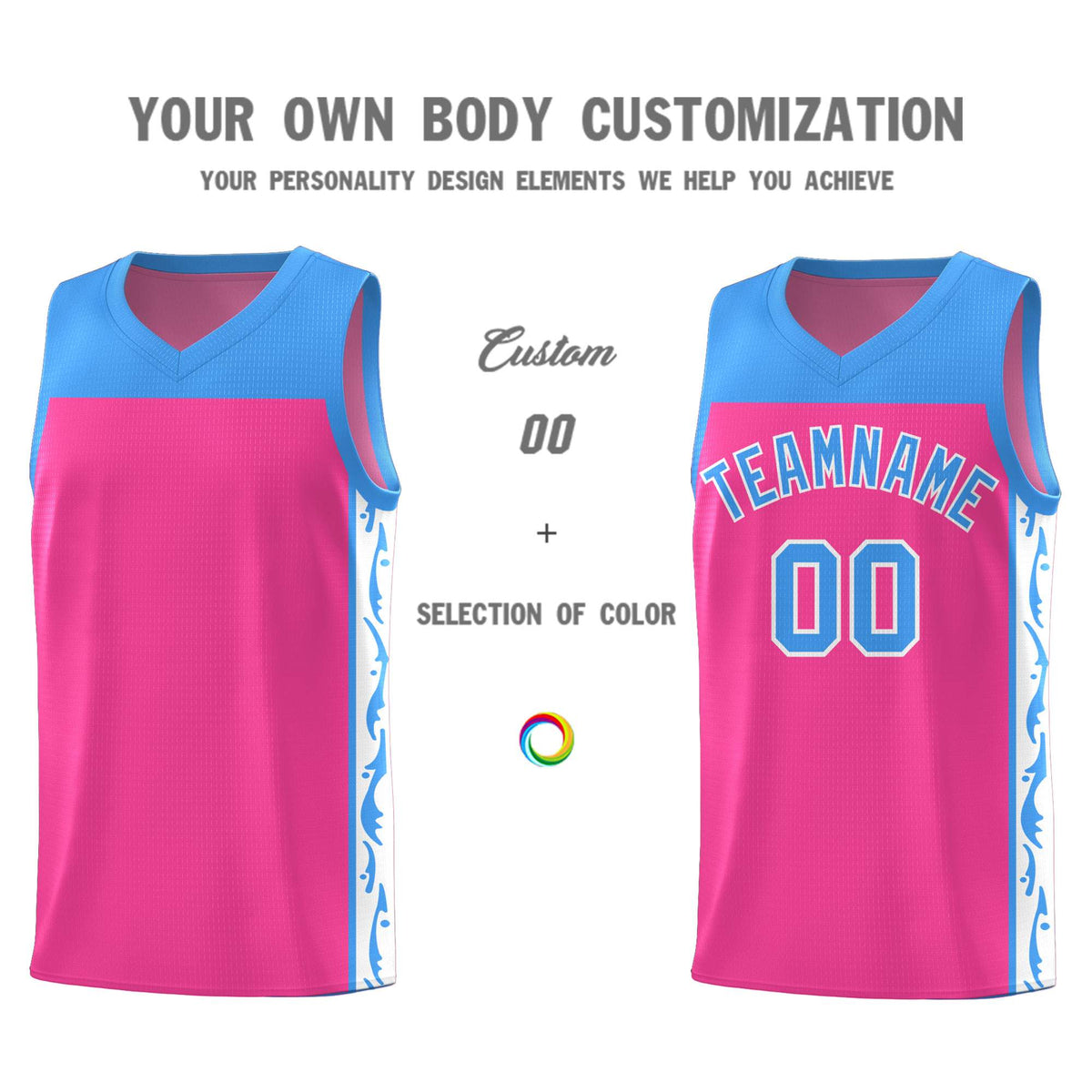 Custom Pink Side Pattern Sports Uniform Basketball Jersey
