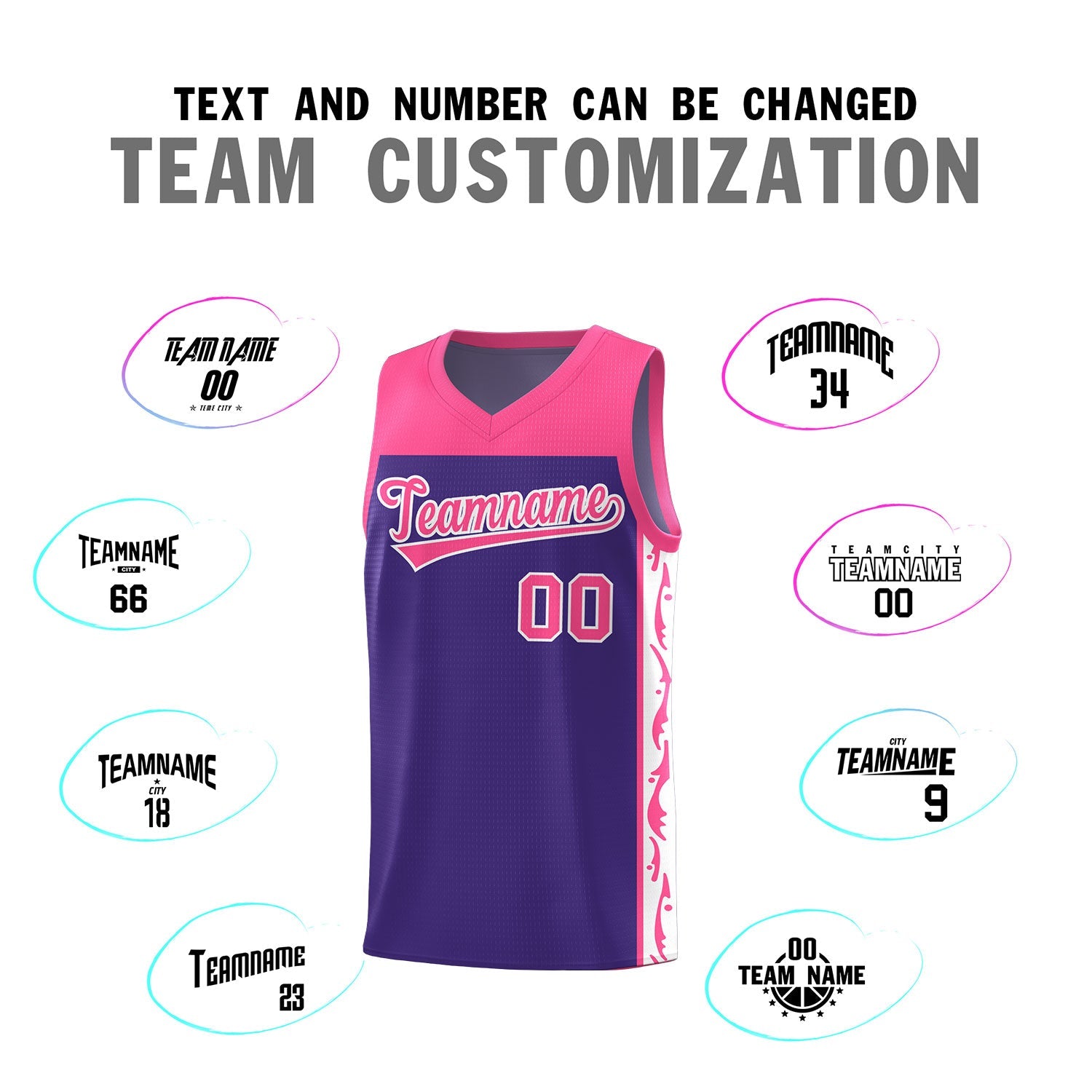 Custom Purple Side Pattern Sports Uniform Basketball Jersey