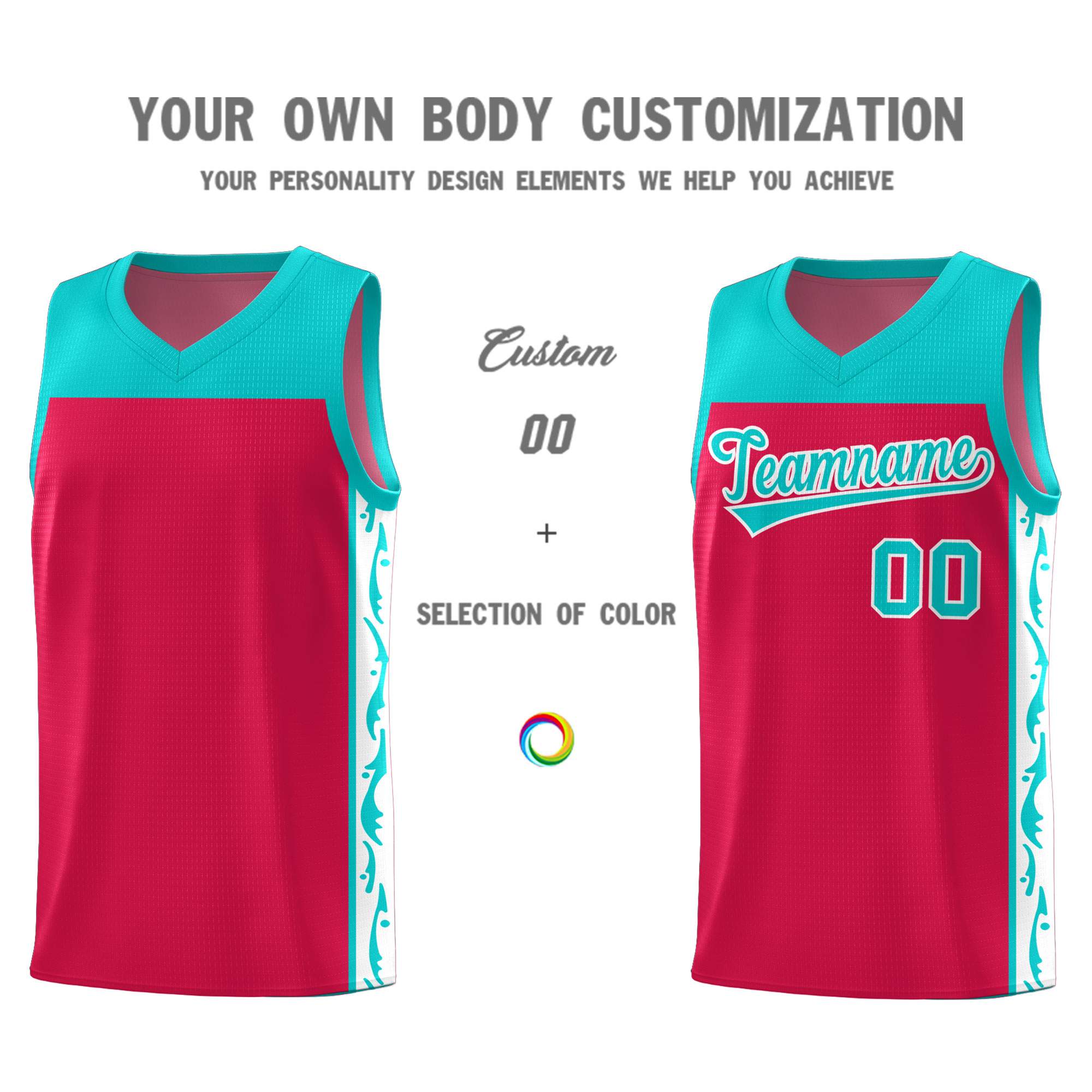 Custom Red Side Pattern Sports Uniform Basketball Jersey