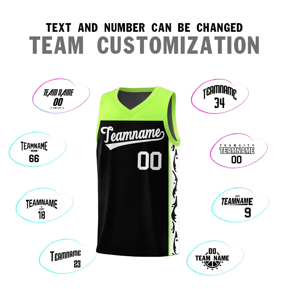 Custom Black Side Pattern Sports Uniform Basketball Jersey