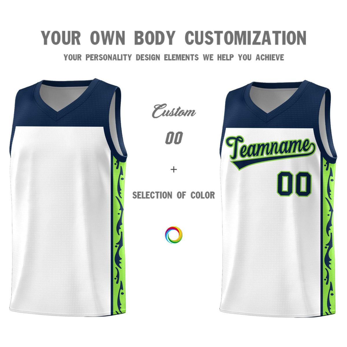 Custom White Side Pattern Sports Uniform Basketball Jersey