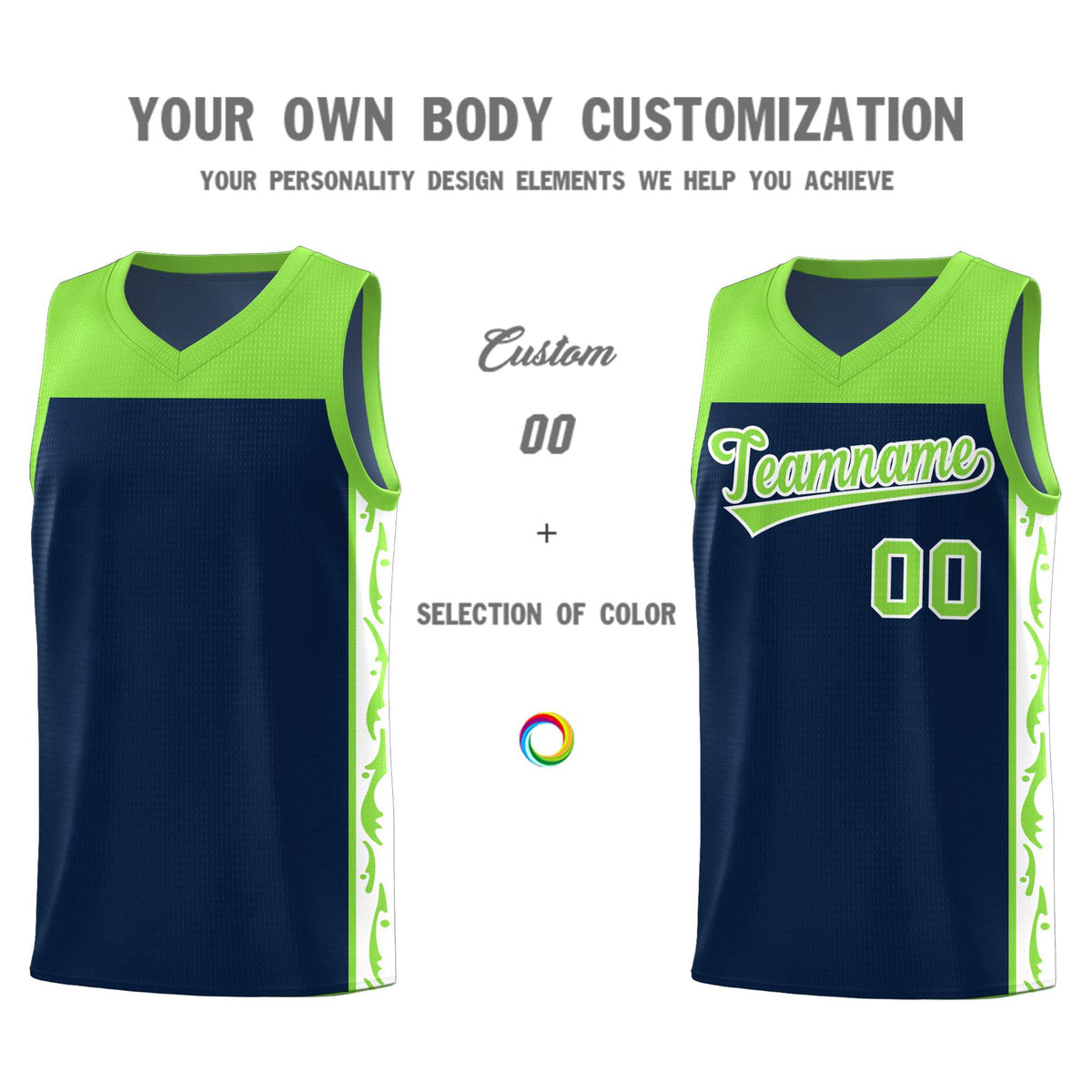 Custom Navy Side Pattern Sports Uniform Basketball Jersey