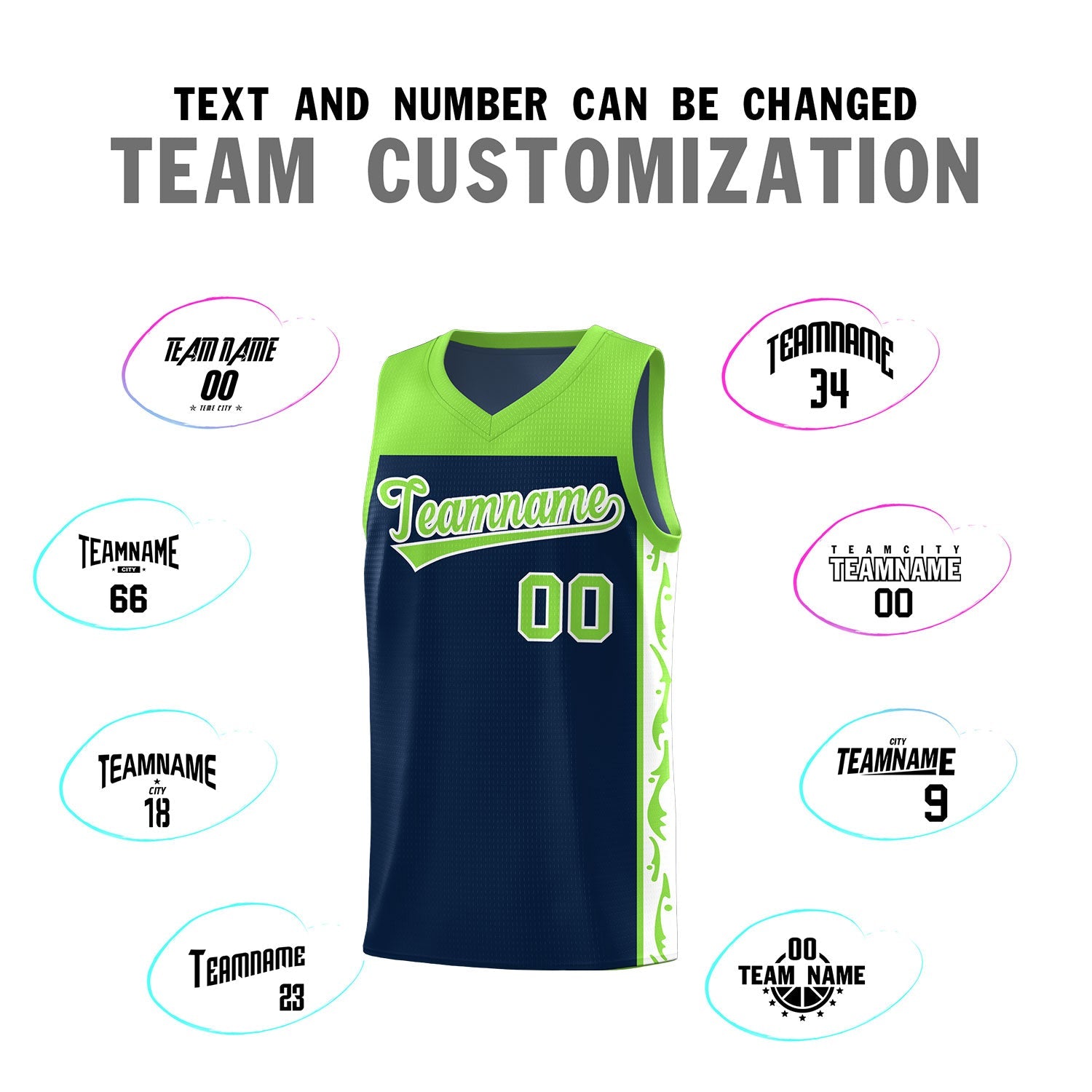 Custom Navy Side Pattern Sports Uniform Basketball Jersey