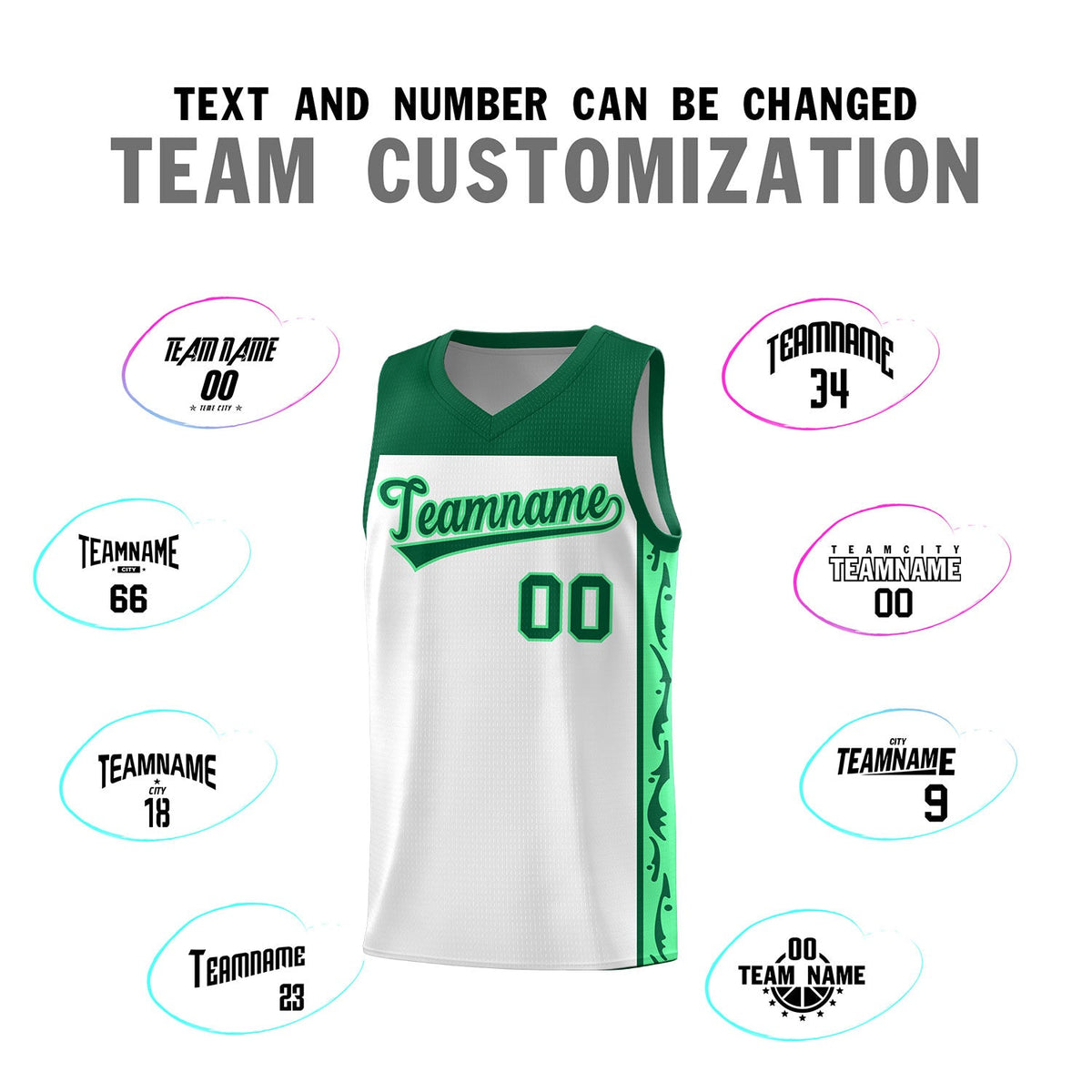 Custom White Side Pattern Sports Uniform Basketball Jersey