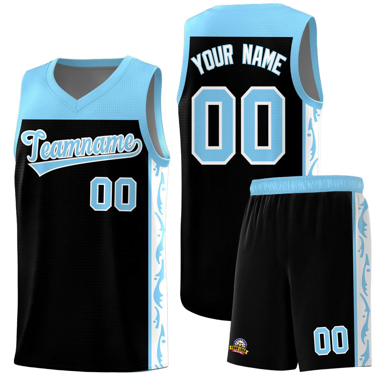 Custom Black Side Pattern Sports Uniform Basketball Jersey