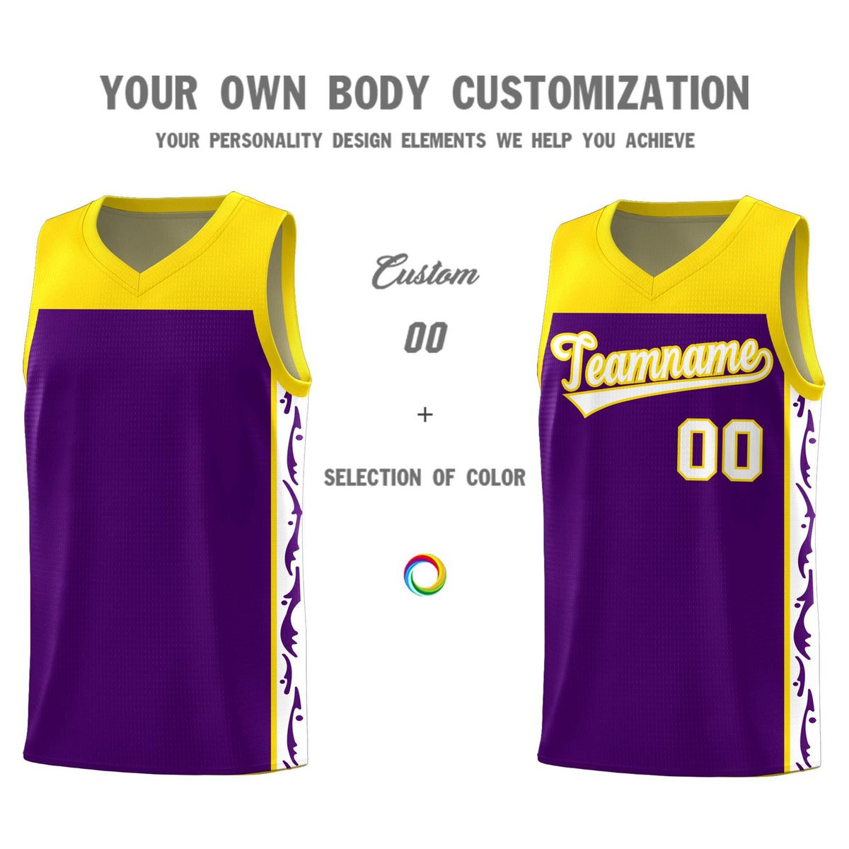 Custom Purple Side Pattern Sports Uniform Basketball Jersey